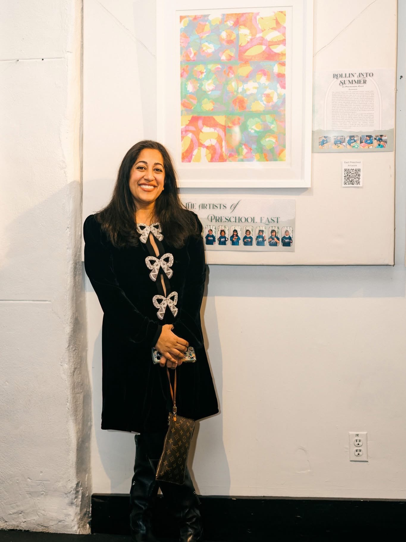 Congratulations to the Dutta Family ❤️ #POTAArtAuction
Preschool East: Rollin’ Into Summer
This project began with the preschool friends tracing plant-shaped cookie cutters to create their own stencils, transforming a familiar kitchen tool into part of the art-making process. Each child then rolled bright paint across a soft gel pad using a rubber brayer, turning the surface into a smooth, colorful printing plate. Paper stencils were carefully placed on top to block certain areas, and the canvas was gently pressed down and rolled over to transfer the paint. The friends worked collaboratively in layers, taking turns and building upon one another’s contributions. One of the most exciting moments came at the end of each layer, when the canvas was slowly peeled away. Each reveal was met with wide eyes and shared excitement as the children discovered the imprints they had created together.
Inspired by Tu B’Shvat, this activity encouraged the children to think deeply about the natural world and the current season. Each day, we began by talking together about the weather and what summer looks and feels like, connecting the leaves, flowers, and swirling wind-like shapes in their prints to what they observe outdoors. Throughout the project, the children worked exclusively with rollers, a single gel pad, and cookie cutters, learning firsthand how simple tools can be reused in multiple ways to create something new.