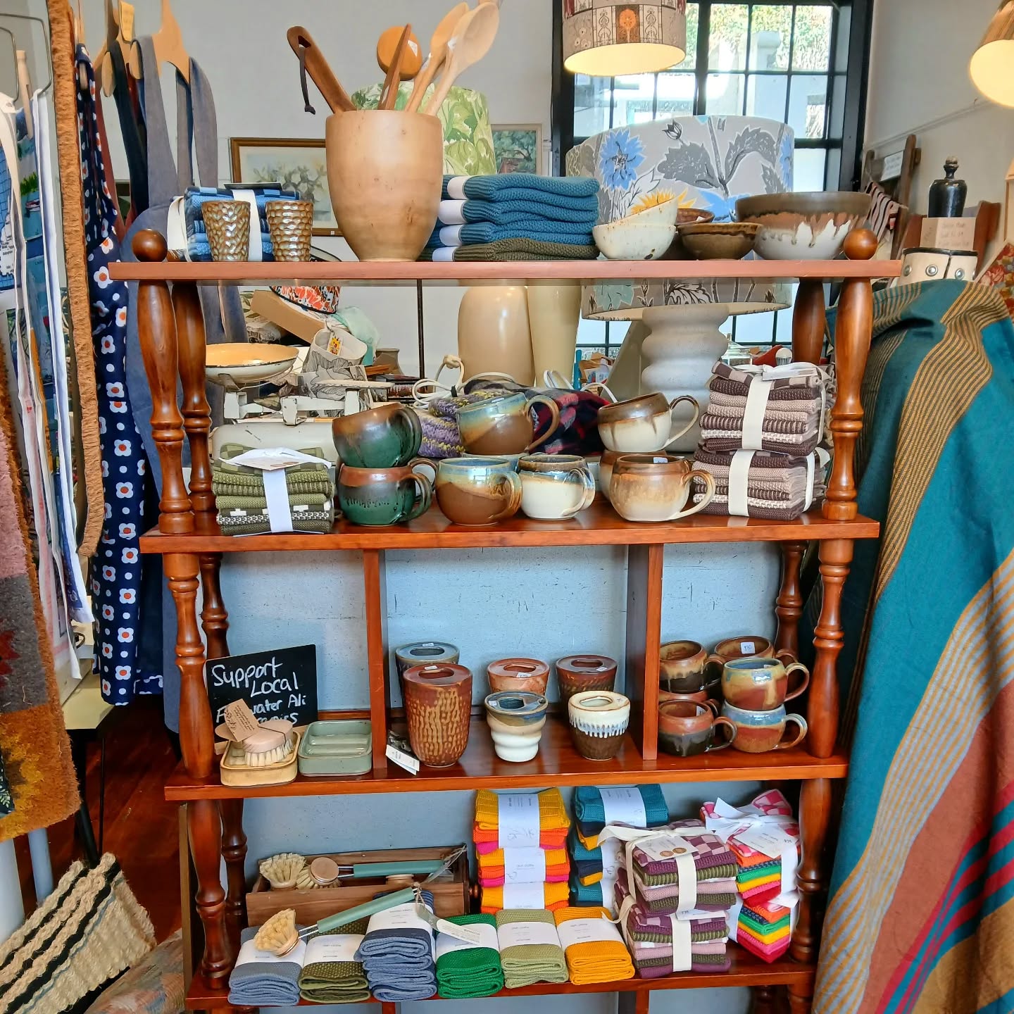 Another new display done. Ali's beautiful ceramics from @flatwaterali paired with Viv's organic cotton dishcloths from @eco_vask .