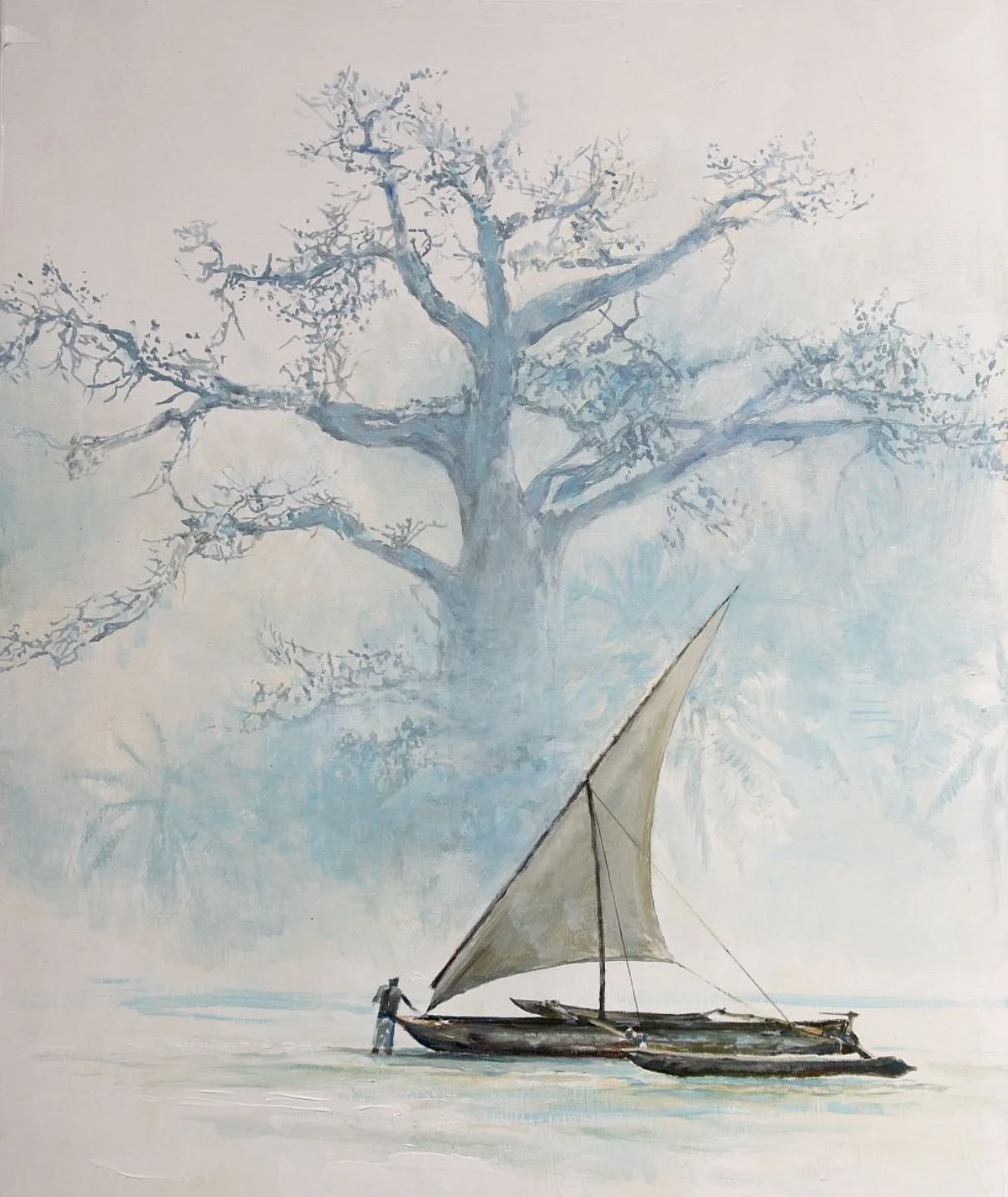 Baobab and Ngalawa. Kenya Coast paintings. Oil on canvas (Sold) #kenyacoast #indianocean🌊 #oilpainter #oiloncanvas #artgallery