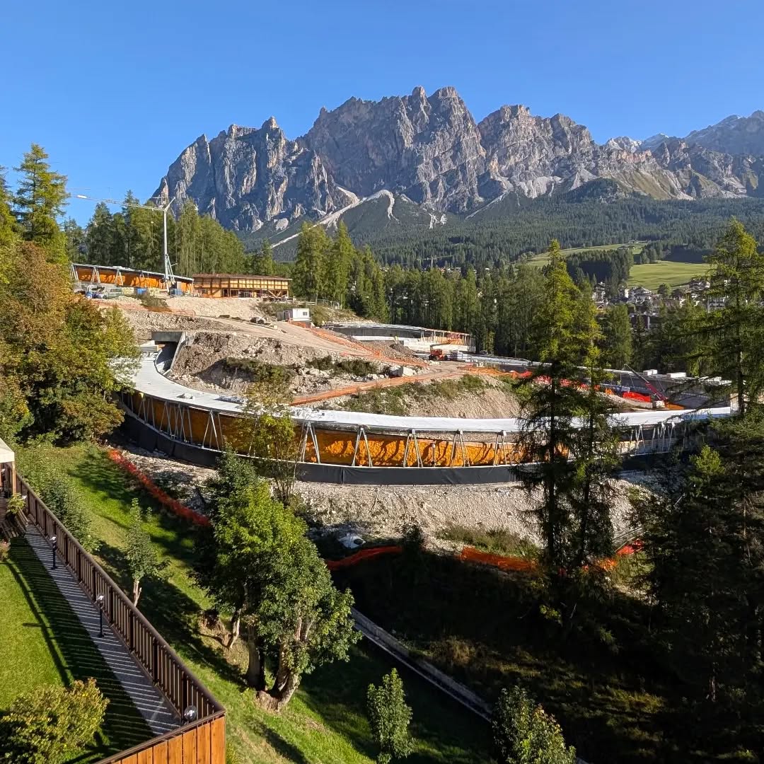 We stopped by Cortina this fall and here was our view of the bobsled track under construction. Fun to see it all come together! 🥇