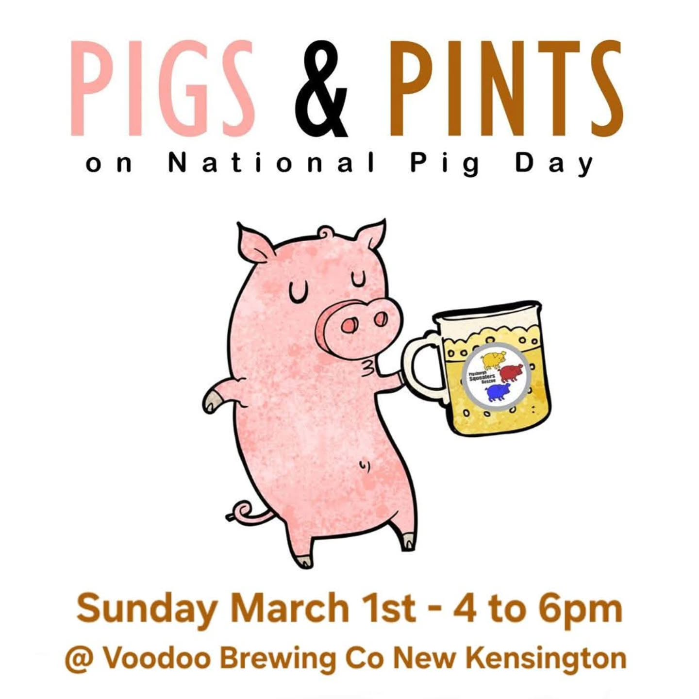 Two weeks away! It's the best holiday of the year - March 1st is National Pig Day 🤩🐷 We are celebrating it with friends, pigs, and drinks at our local favorite spot : Voodoo Brewing Co. in New Kensington. Come on out from 4 to 6pm!
@voodoonewken #nationalpigday #piggy #piggies #oink