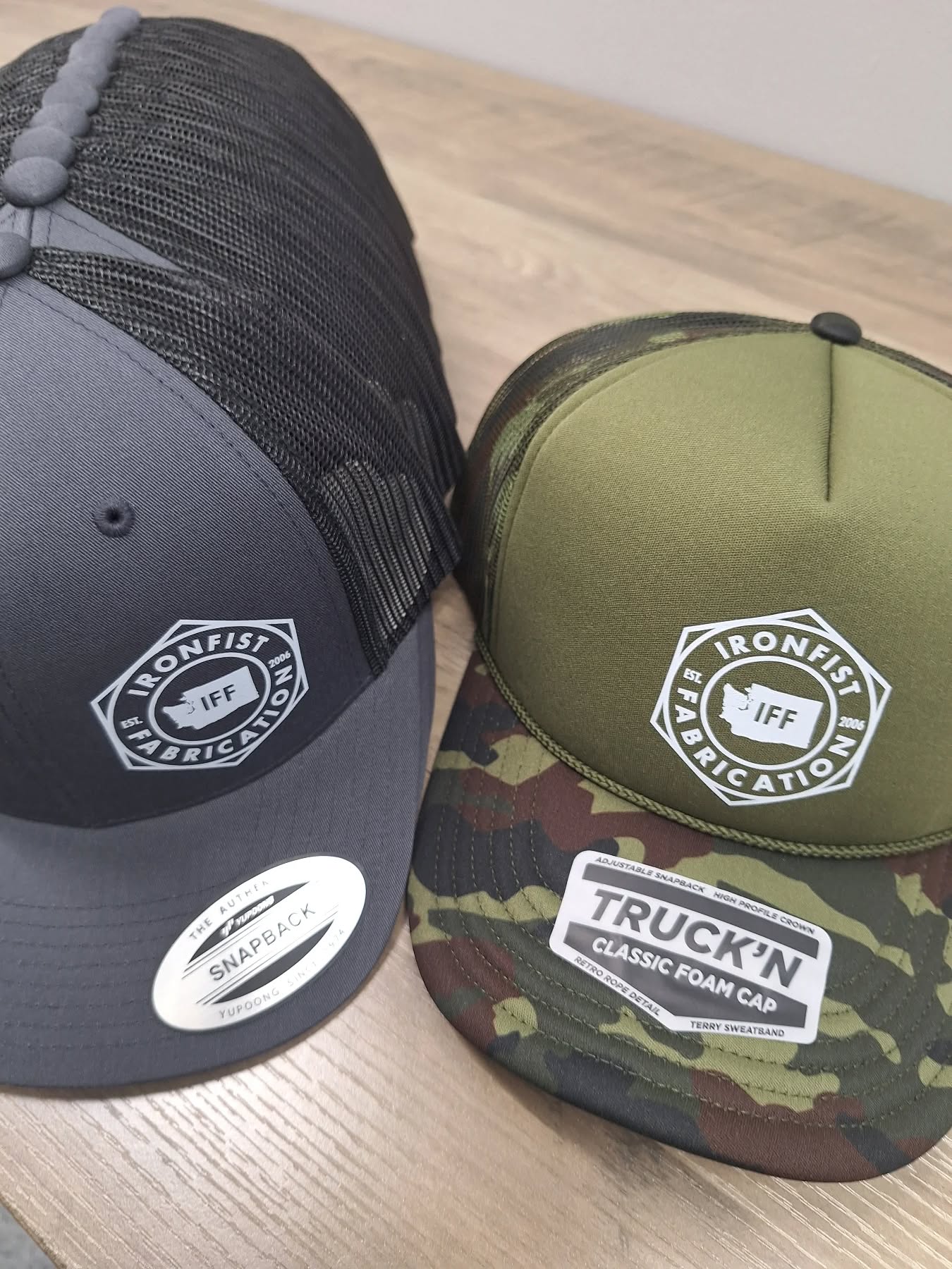 #ironfistfabrication #baseballhats #truckerhats #customhats #merch