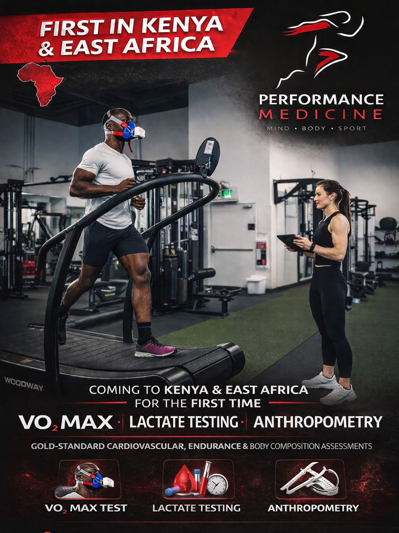 FIRST IN KENYA & EAST AFRICA š°šŖš
Weāre bringing gold-standard performance diagnostics to East Africa for the very first time.
š¬ VOā Max Testing
𩸠Lactate Threshold Testing
š Anthropometry & Body Composition Analysis
These are the same tools used by Olympic programs, elite endurance teams, and high-performance labs worldwide ā now available in Nairobi.
Why this matters š
⢠VOā max remains the strongest single predictor of aerobic endurance performance and cardiovascular capacity
( Bassett & Howley, Med Sci Sports Exerc, 2000 )
⢠Lactate testing allows precise identification of training zones, improves endurance adaptations, and optimises race performance
( Faude et al., Sports Medicine, 2009 )
⢠Anthropometry & body composition profiling are essential for monitoring performance, health, injury risk, and long-term athlete development
( Ackland et al., Sports Medicine, 2012 )
Together, these assessments allow us to:
āļø Individualise training loads
āļø Optimise endurance & speed
āļø Track adaptations over time
āļø Reduce injury & overtraining risk
āļø Support elite and recreational athletes with objective data
š Performance Medicine ā Nairobi, Kenya
š Bookings & enquiries:
+254 724 007 200 / +254 724 33 55 55
Limited test slots available.