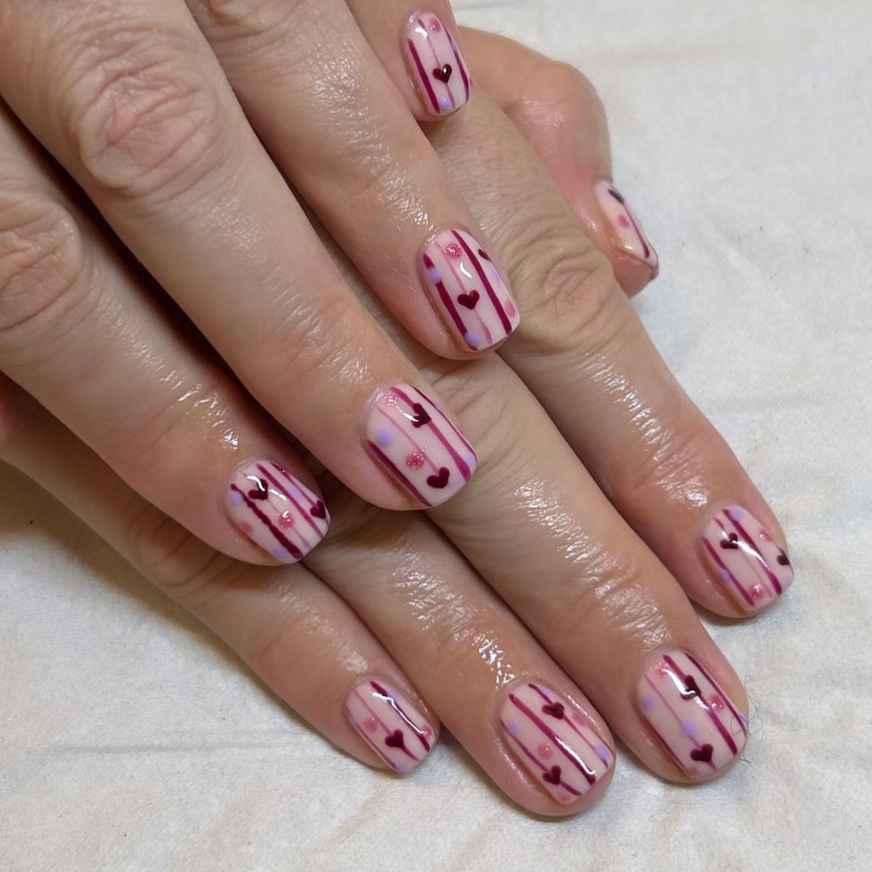 Soft hearts, strong gel ✨💗
Valentines nail designs available at Darcy’s 😘