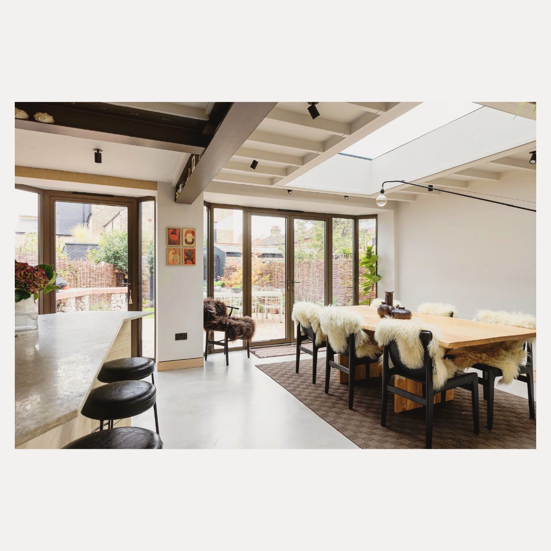 : A view of the big-sister-little-sister bay windows at the rear of this Walthamstow residence. The wide ceiling in this space was broken up by a number of exposed structural ceiling elements. These have either been painted to mute their impact or kept raw to match the richer metal tones seen on the window frames and elsewhere in this home.
If you'd like to discuss your ideas/project, please fill our enquiry form on our website and we'll be in touch. We are offering free consultations throughout February in Leyton, Walthamstow, Hackney & Lewisham areas.
:
:
#GledhillArchitectureStudio
#ArchitectsUK
#Architects
#Architecture
#DesignConcept
#Design
#Brightonarchitect
#Brighton
#Clapton
#Hackney
#Tottenham
#Sevensisters
#HomeTransformation
#GrandDesigns
#landscape
#gardendesign
#londongarden
#urbangarden
#LondonArchitect
#Crittal
#VictorianTerrace
#ModernHouse
#HomeRenovation
#Extension
#Worthing
#worthingarchitect
#Cotwolds
#Sohohouse
#Sohofarmhouse