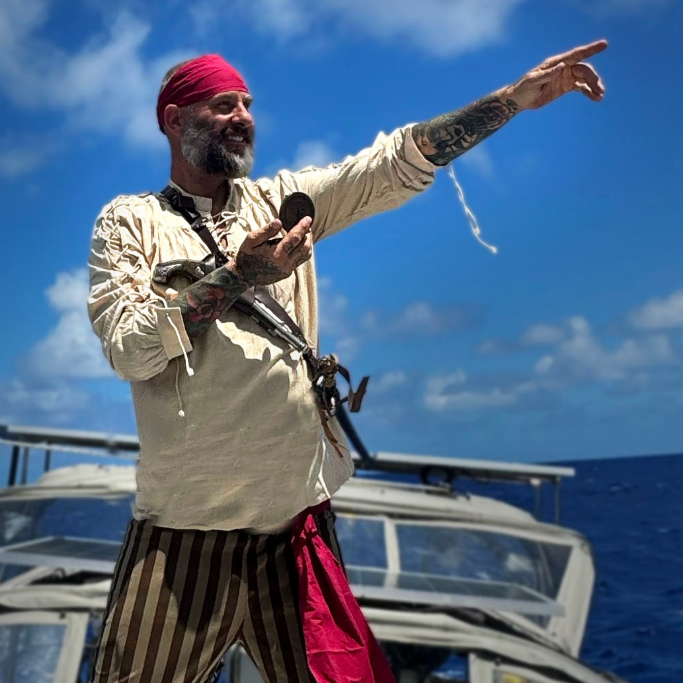 Captain’s Log: Swashbuckler
Swashbuckler: someone who engages in daring and romantic adventures with bravado and flamboyance.
Hmmmmm... Daring? Check. Romantic? Absolutely. Bravado? Yup. Flamboyant? Well… evidence attached. 😂
This gem popped up from last year while crossing the South Atlantic between Saint Helena and Recife. Two weeks at sea, wind in the rigging, no adult supervision… Honestly, if you’re going to cross an ocean, you might as well commit to the bit.
The outfit was theatrics — but the passage was proof of concept.
Saint Helena was epic! I dropped the hook in 60 feet of water off that floating rock in the middle of the South Atlantic. I grabbed the shore boat into town, stepping off was like dismounting a raging bull. Then I tackled Jacob’s Ladder: 699 straight-up steps, lungs burning, 18:23 for me (slow)! At the top, with the wind in my face, I felt like I’d reached the edge of the planet. The hills were so green they looked fictional. I visited Jonathan, the 190-year-old giant tortoise. I stood where Napoleon was sent to think about his life choices. The island was raw, remote, wildly beautiful, unapologetically itself — truly a once-in-a-lifetime stop.
Then I pulled the hook and sailed 2,000 miles northwest across the Atlantic — breeze in my face, salt in the air, sunsets, stars, perfection — landing in Brazil during Carnival.
There one minute from my boat, I’m swallowed by rhythm. Drums pounding like the earth has a heartbeat. Fireworks detonating behind the stern. Music drifting across the anchorage day and night so the ocean itself feels like it’s dancing. Sequins, feathers, sweat, laughter, joy turned up to eleven. From silent green isolation to a full-blown explosion of humanity — tied together by nothing but wind, salt, and stubborn will.
If that’s not swashbuckling, I don’t know what is. 😂
Days sober: 2,252