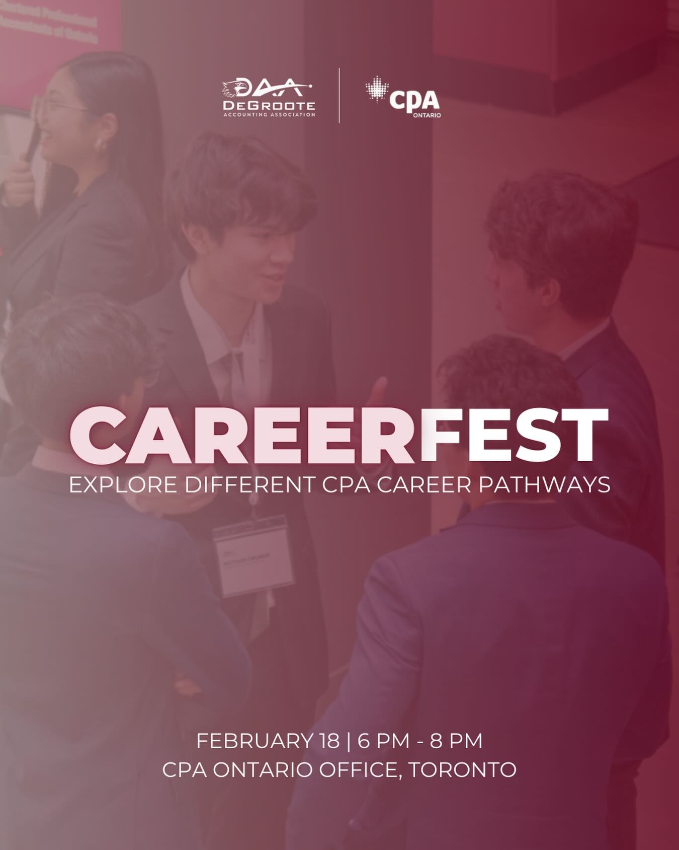 CPA Ontario’s CareerFest is coming to Toronto this reading week! This is your chance to explore different career paths, connect with CPAs, and gain insights into the profession.
Don’t miss this opportunity to invest in your future and expand your network.
Sign up for PSAP through the link in our bio