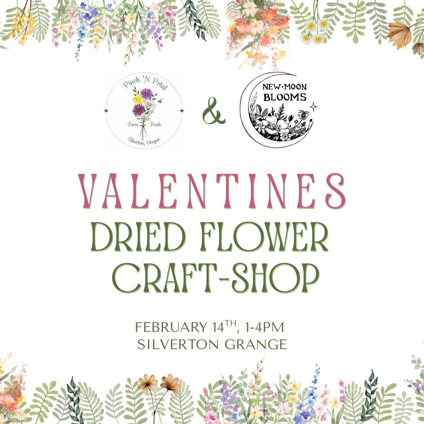 @new_moon_blooms and @pinchnpetalflowers are putting on a sweet craft shop on V day! They both put so much care and love into their dried flowers! Check out the details and register at bit.ly/PNPFlower :)
