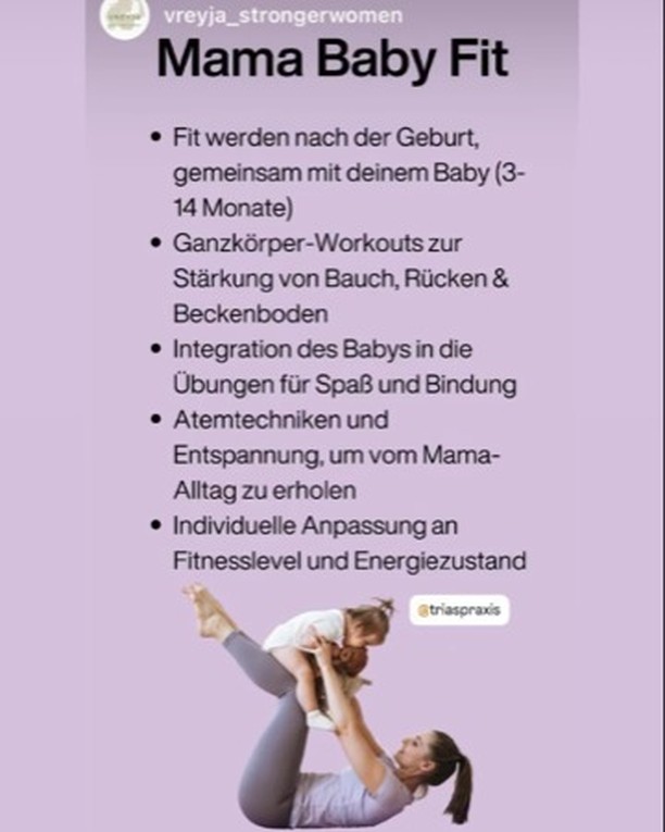NEU bei TRIAS im Yoga Loft
Die Zeit nach der Geburt ist wunderschön, aber auch herausfordernd. Mein Mama Baby Yoga Kurs ist speziell darauf ausgerichtet, dir als Mama eine sanfte Möglichkeit zu geben, wieder zu dir und deinem Körper zu finden – ganz ohne den Kontakt zu deinem Baby zu verlieren.
In liebevoll gestalteten Yoga-Einheiten kräftigen wir deinen Beckenboden und helfen dir dabei, dich nach der Geburt wieder fitter und gestärkter zu fühlen. Egal, ob du noch vor oder schon mitten in der Rückbildung stehst – dieser Kurs bietet dir den Raum, behutsam und achtsam wieder in Bewegung zu kommen.
Dein Baby (0–12 Monate) ist natürlich immer mit dabei! In kleinen Singeinheiten und sanften Baby-Massagen fördern wir die Bindung zwischen dir und deinem Kind, während es entspannt neben dir liegt oder aktiv am Kurs teilnimmt. Wichtig ist, dass dein Baby noch nicht zu mobil ist und du dich nach eventuellen Geburtsverletzungen gut erholt hast.Gemeinsam schaffen wir eine Wohlfühlatmosphäre, in der du neue Kraft tanken, andere Mamas kennenlernen und die besondere Zeit mit deinem Baby genießen kannst.
Kursleitung: Sinje
Montag: 9 - 10 h
Ort: Lister Meile 63, 30161 Hannover
Schnupperkurs⎪30.11.2024