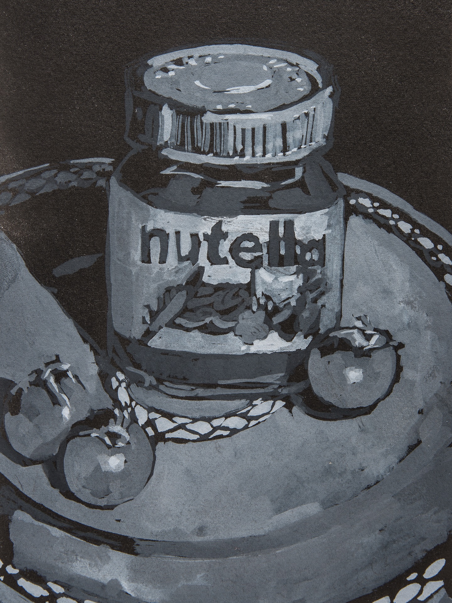 Celebrating World Nutella Day!!🍫🍫🍫 February 5th!!
Kevin Berlin, “Nutella in Black & White”, 9 x 12 in., gouache on handcut paper, 2020
#nutella #art #artist