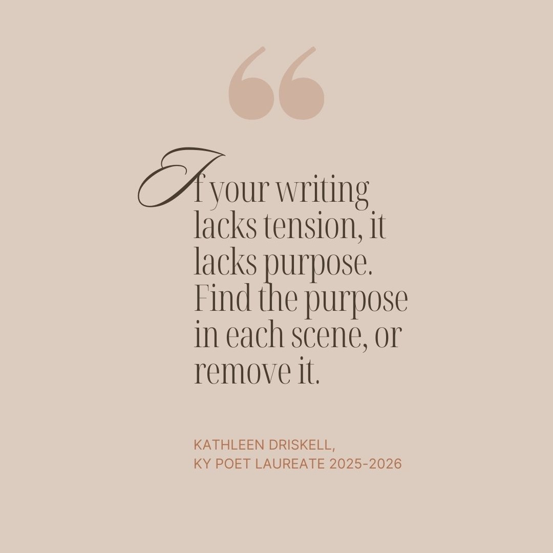 Last night, twenty-five professional writers in Women Who Write gathered at Fante's Coffee in Louisville to learn from @kathdriskell, Kentucky's 2025-2026 Poet Laureate. The topic: building effective scenes in prose, poetry, screenplays, and essays.
Kathleen chairs the @spaldingschoolofwriting. I briefly studied under Sena Jeter Naslund as a fourteen-year-old Kentucky Young Authors winner in 1981, so connecting with the program that bears her name felt like a circle completing itself. Kathleen invited me to explore their semester-long certificate program, and I plan to.
Being in the company of great writers inspires writing like nothing else.
I left with my notebook full and my mind buzzing. I am reminded of the need to step away from solitary work to remember why I write in the first place.
Of course, that principle extends beyond the page. Finding the purpose in each scene is not dissimilar to finding purpose in each action I take in life. If it doesn't move me forward, I am challenged to eliminate it—making space for what does contain vital meaning.
#writewithpurpose #theartofwriting #womenwhowrite #amwritingfiction