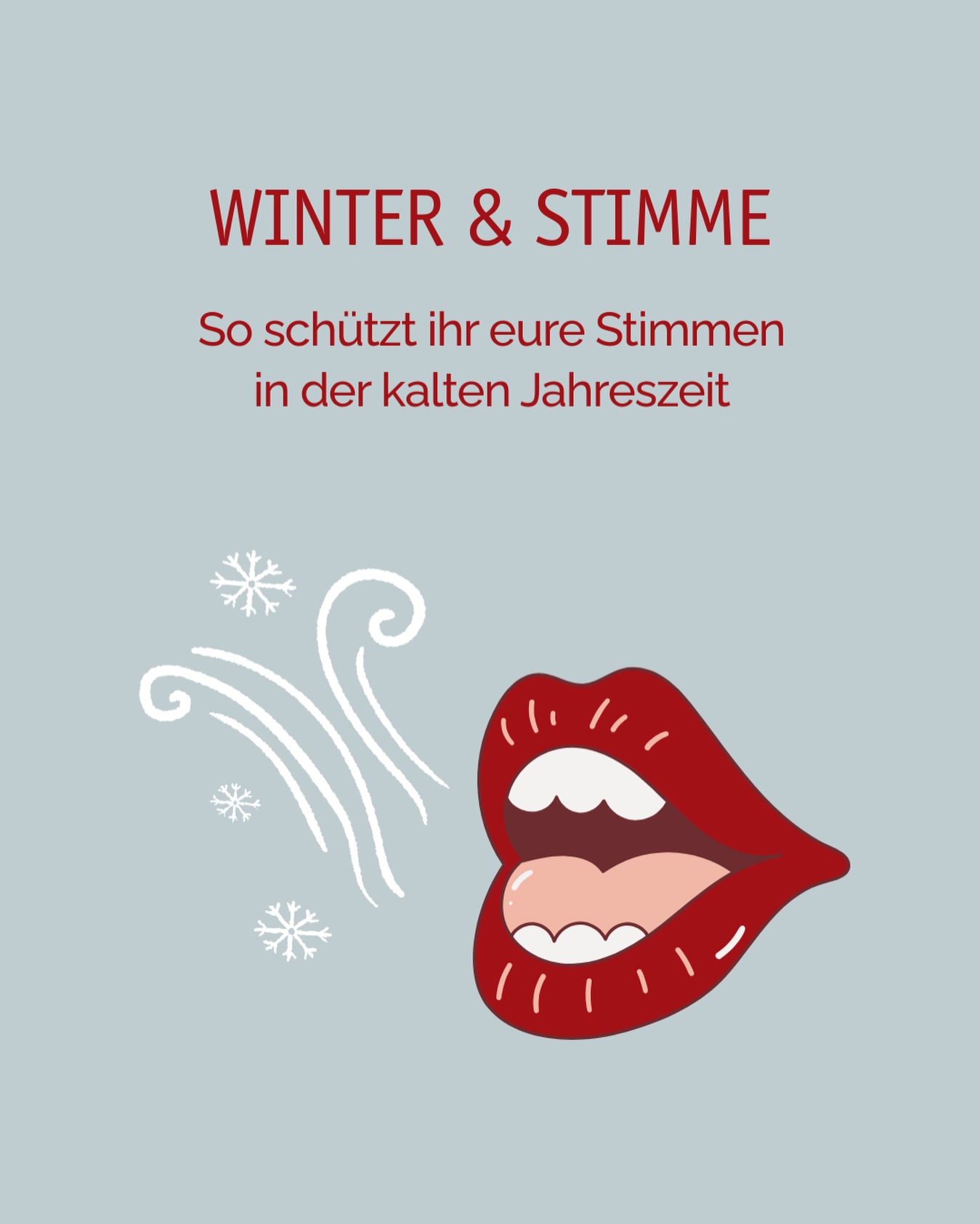 Die Winterluft macht nicht nur die Hände trocken – auch die Stimme leidet. 🫠
Heiserkeit, Kratzen, Räusperzwang? Das muss nicht sein!
❄️ Winter-Tipps für deine Stimme:
• Warm trinken statt heiß – das schont die Schleimhäute
• Räume regelmäßig lüften & Luft befeuchten
• Raues Räuspern vermeiden – lieber schlucken oder leise husten
• Vielsprecher:innen: bewusst Pausen einplanen
• Schal tragen! Kalte Luft ist Stress für die Stimmlippen
Eine gepflegte Stimme klingt nicht nur besser – sie fühlt sich auch besser an. 🥰
#stimmhygiene #sprachentwicklung #logopädie #sprache #salzkotten