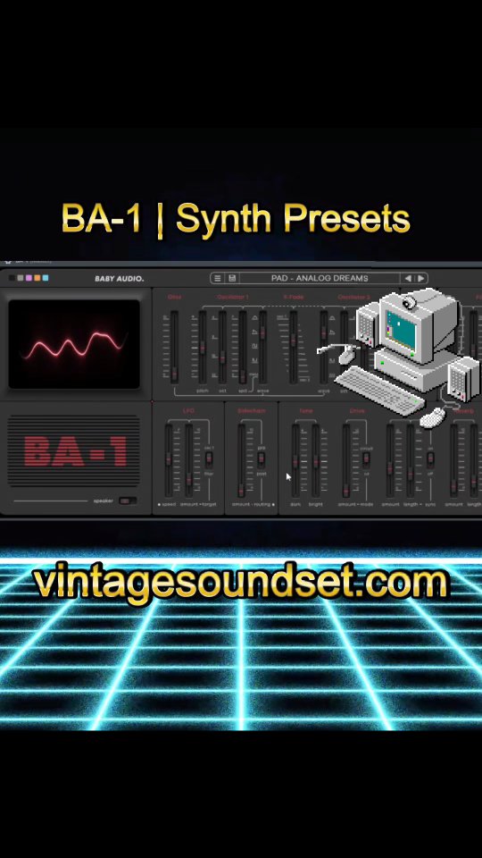 @babyaud.io BA-1 | Synth Presets
🎛 45 Synth Presets
🎹 Perfect for synthwave and synthpop
Vintagesoundset.com