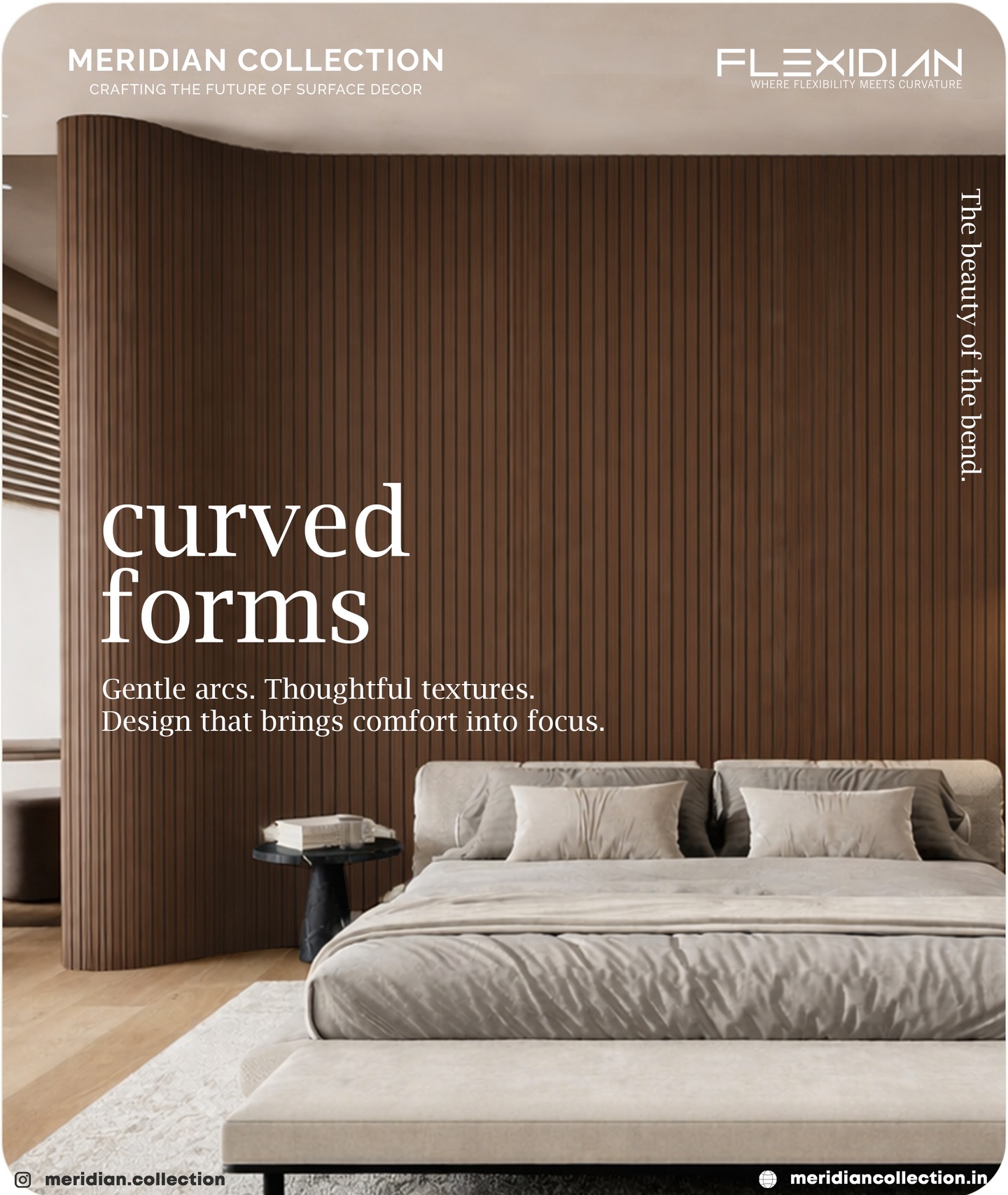Flexibility meets design.
Introducing Flexidian by Meridian Collection —
crafted to adapt, bend, and elevate modern surfaces.
✨ Designed for curves. Built for creativity.
#Flexidian #MeridianCollection #FlexiblePanels #SurfaceDesign