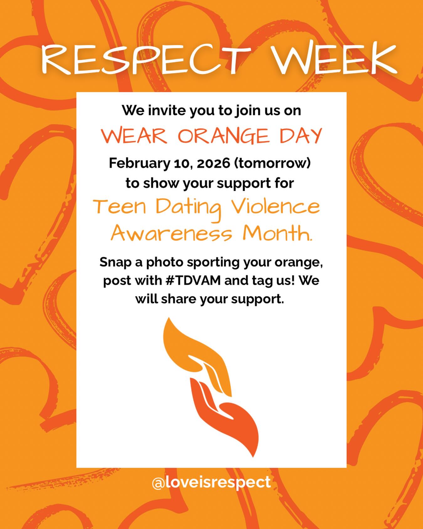 1 of 3 teens experiences teen dating abuse, including physical, emotional, and/or sexual abuse before they become adults. We get to be the change! We get to education our teens about healthy relationships. But we can’t do it alone. Let’s see your orange! Put an 🧡 in the comments if you’re ready to be a part of the change! @loveisrespect #TDVAM #supportsurvivors #communityeffort @rubyamanfu