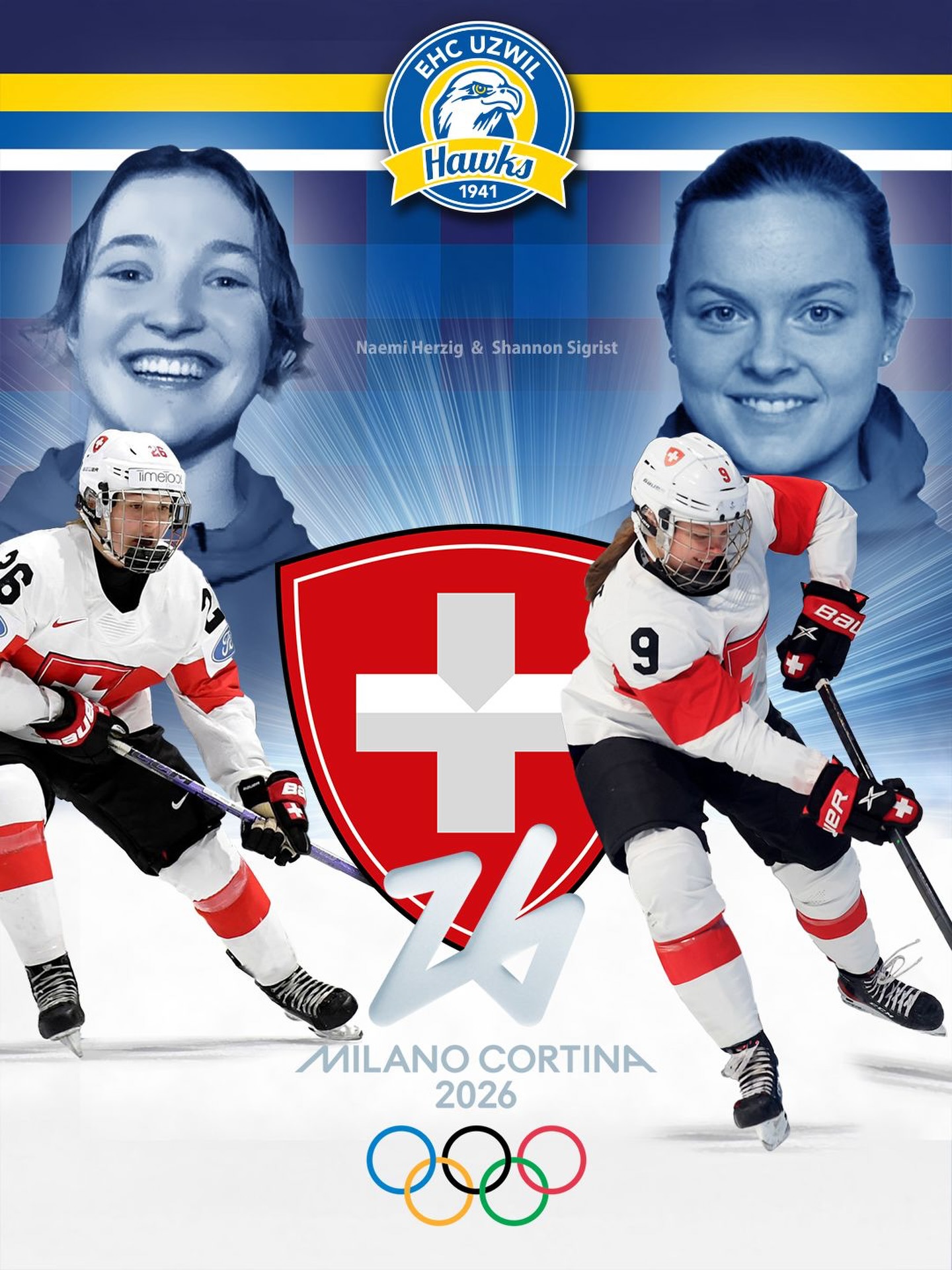 Morgen beginnt das olympische Eishockeyturnier unserer Frauen-Nati. Mittendrin sind unsere beiden ehemaligen Nachwuchsspielerinnen Naemi Herzig und Shannon Sigrist. Wir sind stolz auf euch und wünschen euch und euren Teamkolleginnen von Herzen viel Erfolg!
Fotomontage mit Bildern von: Photos by Troy Parla/Getty Images & Elsa/ Getty Images
#ehcuzwil #younghawks #olympia #HoppSchwiiz #stolz