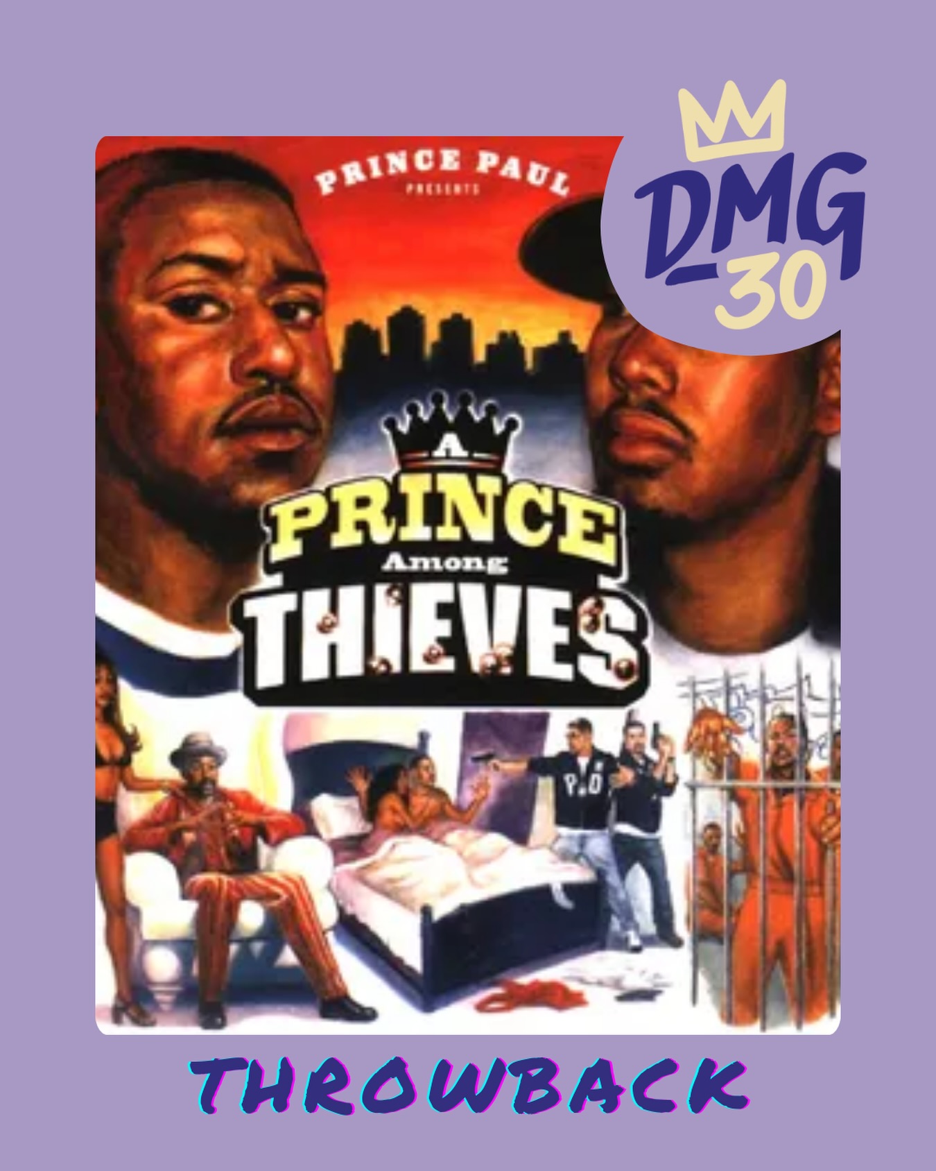 Today’s #tbt post is taking us back into the 90s. A Prince Among Thieves, released on February 23, 1999 by Prince Paul, was a landmark and foundational hip-hop concept album that pioneered the sound of “rap opera”. This work showcased Prince Paul’s skills as both an ambitious storyteller and producer and went on to influence future works in the realm of cohesive narrative rap. A Prince Among Thieves features innovative skits and narratives alongside major artists such as Everlast, De La Soul, Big Daddy Kane, Kool Keith, Xzibit, RZA, and Chris Rock.
DMG cleared at least 7 samples on this album, including:
Steady Slobbin’ sampling “Reach Out” by the Average White Band
More Than U Know sampling “I Like It (Corn Flakes)” by Extra T
Macula’s Theory sampling “Wind, Blow Her Back My Way” by Syl Johnson
What U Go sampling “I’ll Play The Blues for You” by Albert King
If you’re a fan of hip-hop or music innovation in general, please spend some time with this incredible artifact for an education in sampling excellence.