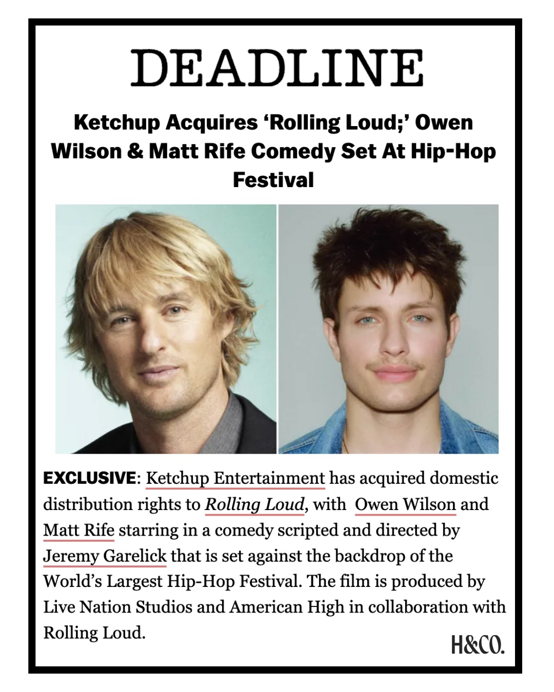 When comedy crashes the world’s biggest hip-hop festival 🎶 Newly acquired by Ketchup Entertainment, Rolling Loud is written and directed by Jeremy Garelick, founder of @AmericanHigh, and produced by American High and Live Nation Productions. Starring Owen Wilson and Matt Rife - this is one you won’t want to miss.