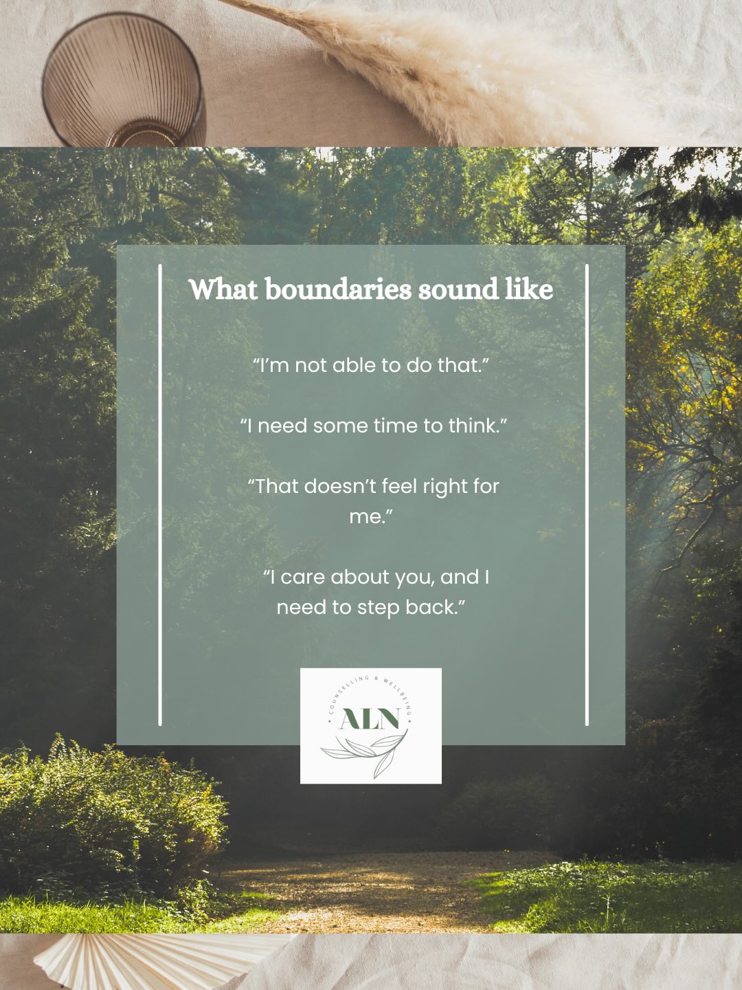 Boundaries don’t always feel calm and confident at first.
Sometimes they feel icky.
Weird.
Uncomfortable.
New.
But boundaries aren’t about pushing people away
they’re about protecting your energy, creating safety in relationships,
and learning to treat yourself with the same care you offer everyone else.
You’re allowed to have needs.
You’re allowed to say no.
You’re allowed to choose what feels right for you.
If this is something you’re learning right now, you’re not alone
Save this for when you need the reminder, or send it to someone who might need to hear it today.
#boundaries #mentalhealthsupport #selfrespect #therapyspace #alncounselling wellbeingjourney