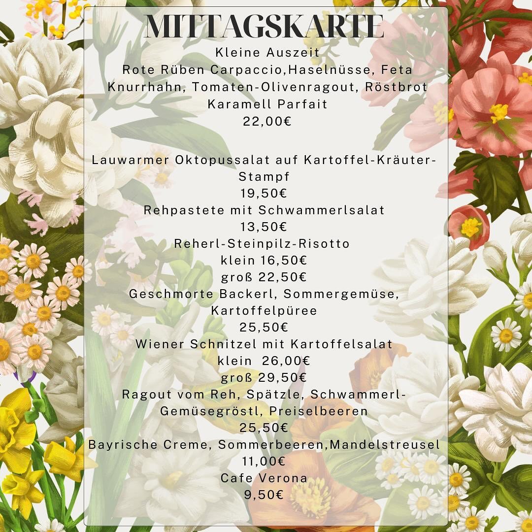 Unsere Mittagskarte 31.07.24 bis 02.08.2024.
Guten Appetit!