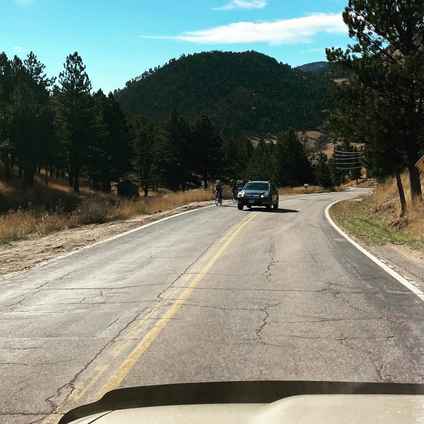 Beautiful day for a bike ride today but needed to share a couple incidents since there were 100’s on #leehilldrive and #oldestage in #bouldercounty. I had to stop my car to let the car pass the bikes and get back in their lane, patience when passing!