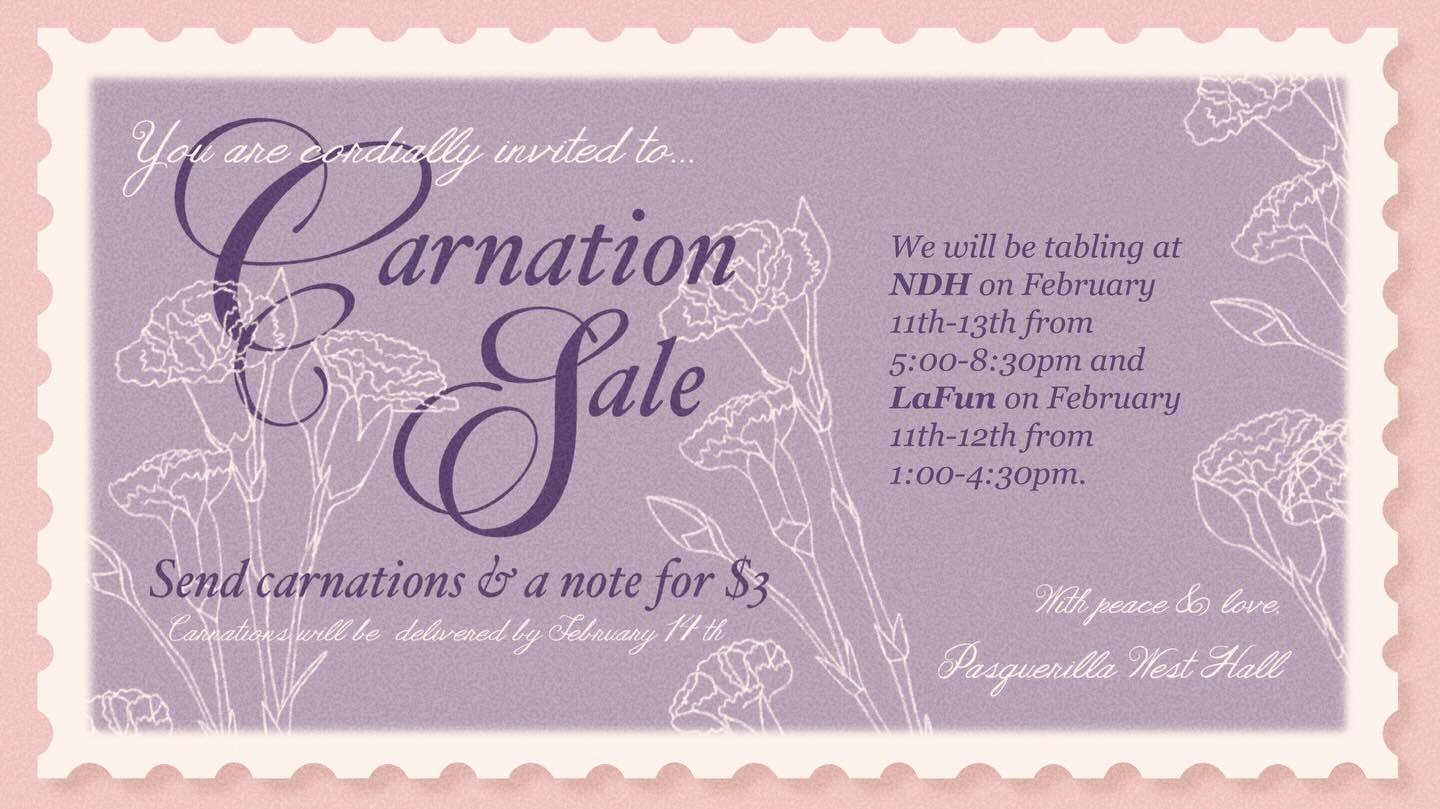 HAPPY CARNATION SALE!!💜💐 Find the weasels in NDH and LaFun to send your carnations before Valentine’s Day!🥰🥰