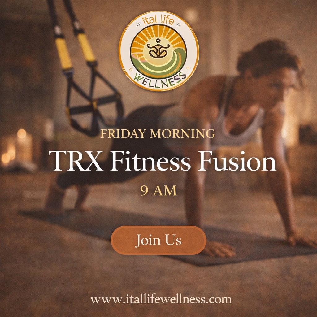 Friday mornings are for strength, stability, and starting the day feeling capable in your body.
Our TRX Fitness Fusion class blends functional strength, mobility, and mindful movement to help you build real support from the inside out. Expect a full-body workout that challenges you without overwhelming you, guided with intention and breath.
🕘 Friday | 9:00 AM
📍 Ital Life Wellness
💪 All levels welcome
Come move with purpose and leave feeling steady, energized, and clear.
5 hashtags:
#ItalLifeWellness #TRXFusion #MindfulStrength #MoveWithIntention #PlayaDelCarmen