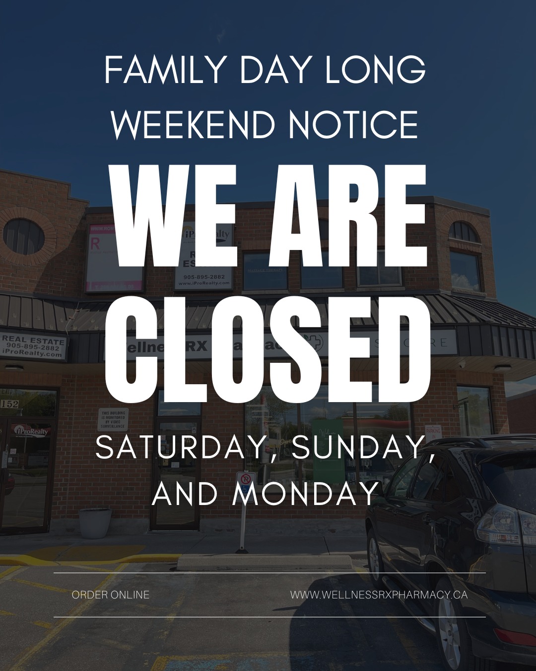 Family Day Long Weekend Notice 💚
WellnessRX Pharmacy will be closed Saturday, Sunday, and Monday for the Family Day long weekend.
We’re taking this time to recharge and spend meaningful time with our families — and we hope you’re able to do the same.
Wishing our Bradford community a safe, healthy, and fantastic long weekend filled with rest, connection, and wellness.
We will reopen on Tuesday during regular business hours.
For refills or product orders, you can still shop online anytime at
wellnessrxpharmacy.ca
— WellnessRX Pharmacy Team
#FamilyDay #BradfordON #WellnessRXPharmacy #CommunityCare #PharmacistLedCare #SupportLocalBradford
