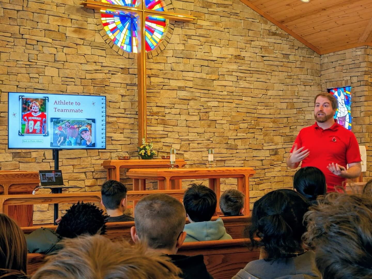 Thanks to Pastor Jared Natsis, from @mlseminary , for stopping by yesterday to share information with our students. Our boys basketball team - as well as a few spectators - will also be traveling to MLS this weekend for a tournament, and will get an on-campus experience of our WELS preparatory high school.
