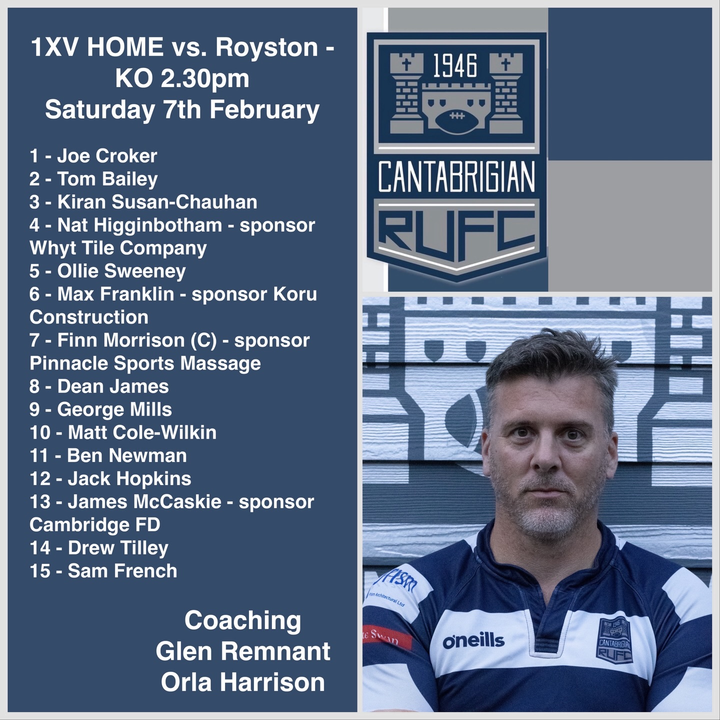 💥SQUAD ANNOUNCEMENT 💥
We are delighted to bring you our 1XV squad who will be facing @roystonrugby at HOME tomorrow, kick off 2.30pm! Earlier than usual so make sure you don’t miss the start!
Good luck lads!
📸 @bwsportsphotography
#rugby #cantabs #cantabsrugby #socialrugbyincambridge #cambridge