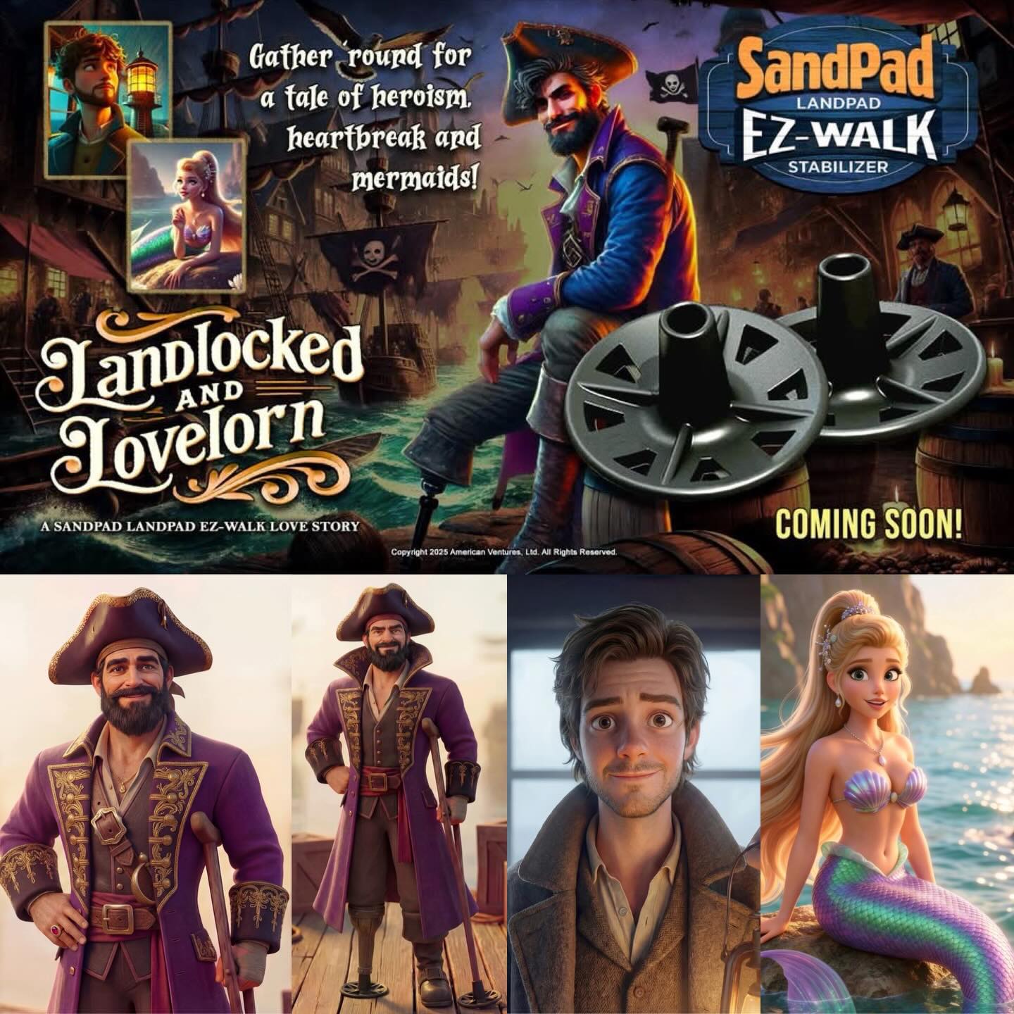 I am so excited to share that the SandPad LandPad EZ-Walk Love Story has set sail with the amazing talents of Hyperspace Stories animator Lennard Smith! Check out his YouTube Channel here…
https://youtube.com/@hyperspace_stories?si=fY6U0WDlMw3eMLHU
And marvel at his talents helping bring Traction Jack, Rowan Brightmoor and Lorelei Wavecrest to life! Coming soon!