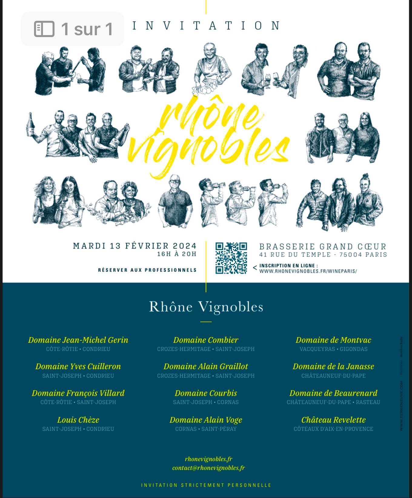 N’oubliez pas de vous inscrire à la dégustation #rhonevignobles demain chez @grandcoeur.paris si ce n’est pas déjà fait !!!!
@domaine_combier @domainedemontvac @caveyvescuilleron @domaine.francois.villard @domainedelajanasse @domainealainvoge @chateaurevelette