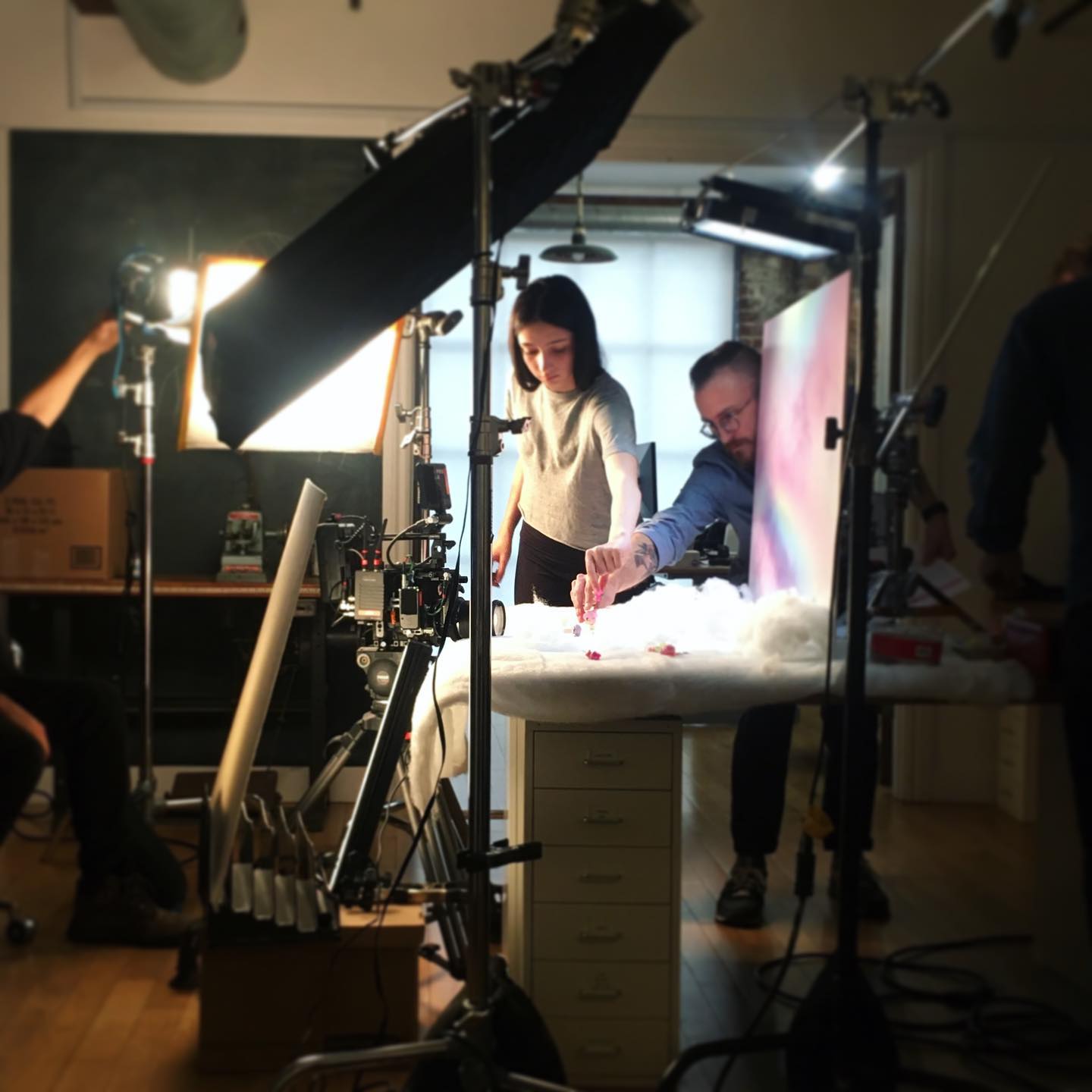 @zacreaneybarker is living his rainbow unicorn dreams on this wee shoot for @spinmaster digital content. #office #set #hatchimals #pixies #colleggtibles #rainbow #unicorn