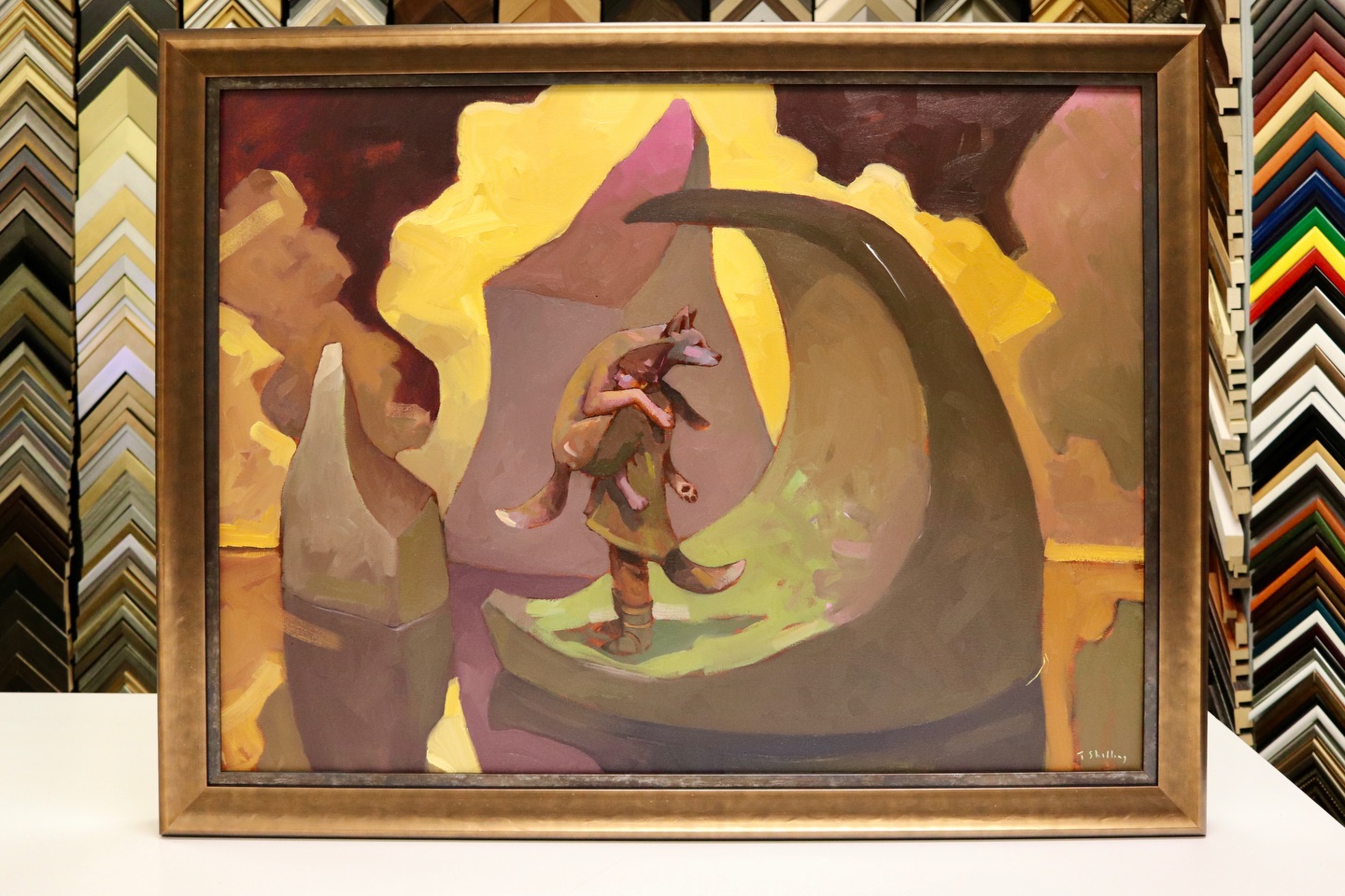 An absolute honour to frame a piece as beautiful as The Frozen Wave by @travisshillingart. ✨
Inner frame is the 3/4” charcoal foil Rivera from @fotiouframes, and the outer frame is the 2 1/4” bronze Ferrosa from @larsonjuhl, stacked to be deep enough for the canvas. 🖼
#artframing #frame #painting #canvaspainting #customframing