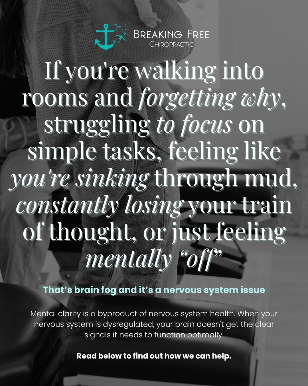 Brain fog? It's not just you. It's your nervous system. 🧠
ㅤ
If you're walking into rooms and forgetting why, struggling to focus on simple tasks, feeling like you're thinking through mud, constantly losing your train of thought, or just feeling mentally "off" - that's not normal aging or just being busy.
ㅤ
That's brain fog. And it's a nervous system issue.
ㅤ
Mental clarity is a byproduct of nervous system health. When your nervous system is dysregulated, your brain doesn't get the clear signals it needs to function optimally.
ㅤ
Did you know that the first bone in your neck (C1) sits right where your brainstem is?
Your vagus nerve runs past it.
ㅤ
When C1 is imbalanced - from stress, poor posture, old injuries, or just life - it creates interference in the signals between your brain and body.
ㅤ
That interference shows up as brain fog, difficulty concentrating, memory issues, slow processing, and mental fatigue.
ㅤ
Chiropractic adjustments - especially to the upper cervical spine - remove that interference.
ㅤ
When your body is in a state of ease, vagal tone allows the body to function properly, blood flow to the brain improves, nerve signals transmit clearly, inflammation decreases, and your brain can actually do its job.
ㅤ
We see this all the time: people who've been living in a fog for months (or years) suddenly have clarity again after a few adjustments. Not because we "fixed their brain."
ㅤ
Because we removed the interference blocking their nervous system from supporting cognitive function.
ㅤ
You don't have to accept brain fog as your new normal.