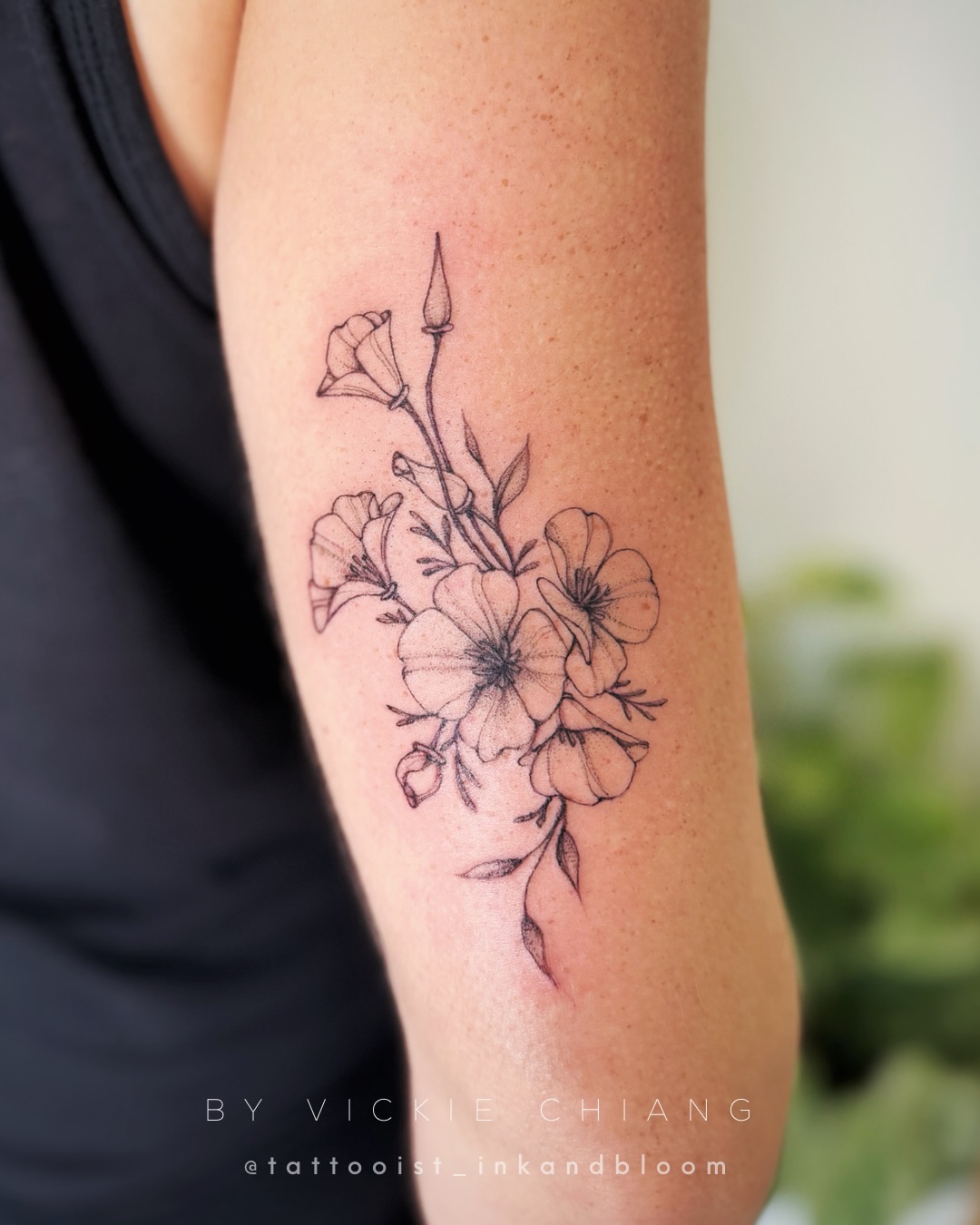 California poppies from my latest flash designs for Nicole ♡ There are some openings left, perfect timing for these flash tattoos! Fill out my Flash Request Form to book an appointment! (Link on my profile)
#californiapoppy #poppytattoo #finelinetattoos #botanicaltattoo #floraltattoos