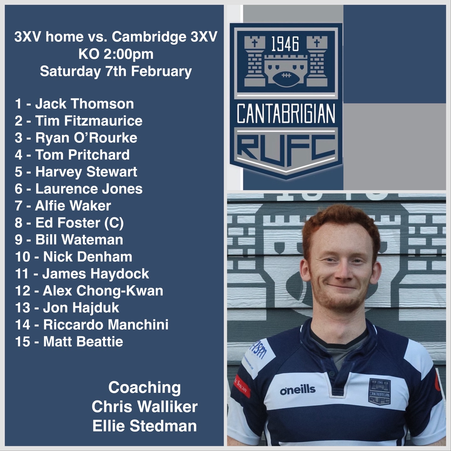 💥SQUAD ANNOUNCEMENT 💥
We are delighted to bring you our 3XV squad who will be facing @crufc_exiles_ at HOME tomorrow, kick off 2pm!
Good luck lads!
📸 @bwsportsphotography
#rugby #cantabs #cantabsrugby #socialrugbyincambridge #cambridge