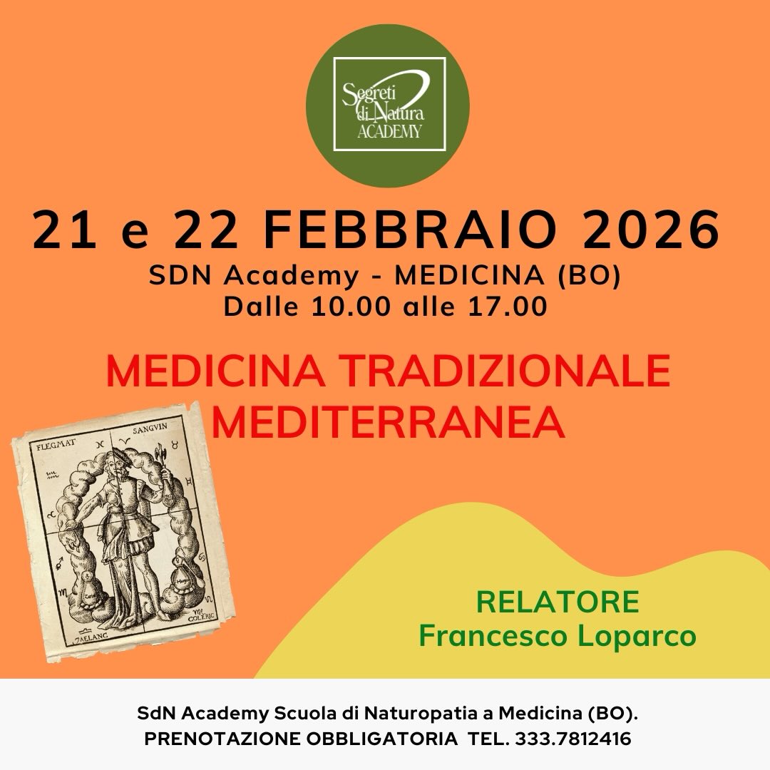 šæ LEZIONI a SdN Academy Scuola di Naturopatiašæ
21 e 22 Febbraio 2026
MEDICINA TRADIZIONALE MEDITERRANEA
āDalle 10 alle 17
š Info e prenotazioni: 333 781 2416
š SdN Academy ā Medicina (BO)
šØāāļø Relatore: Francesco Lo parco
Esperto in Spagiria, Alchimia.
š Un appuntamento imperdibile!
Programma:
Prima Parte
āŖ Gli inizi: nascita ed evoluzione della Medicina Mediterranea.
āŖ Le quattro qualitĆ primarie: moto stagionale e moto diurno del Sole, analisi astronomica- astrologica.
āŖ I quattro Elementi: Fuoco, Terra, Aria, Acqua.
āŖ I quattro Temperamenti: Collerico, Melanconico, Sanguigno, Flegmatico
āŖ I Temperamenti misti analisi: Collerico-Sanguigno; Melanconico-Flegmatico;
āŖ Collerico-Melanconico; Sanguigno-Flegmatico, ecc.
āŖ Le modalitĆ espressivo-comportamentali: le tre Croci: Cardinale, Fissa, Mobile.
āŖ I temperamenti nella lettura astrologica, metodi di calcolo.
āŖ Analisi di alcuni temi natali in chiave medica-umorale.
Seconda parte:
āŖ I quattro Umori e le trasformazioni organiche.
āŖ Umori-Sistemi-Organi: studio clinico delle discrasie nei vari sistemi dāorgano: š¹Respiratorio
š¹Osteo-articolare
š¹Pelle
š¹Cardio-circolatorio
š¹Metabolico
š¹Uro-genitale
š¹Gastro-enterico
š¹Immunitario
āŖ Umori-organi-emozioni
Medicina Umorale e Medicina contemporanea visione