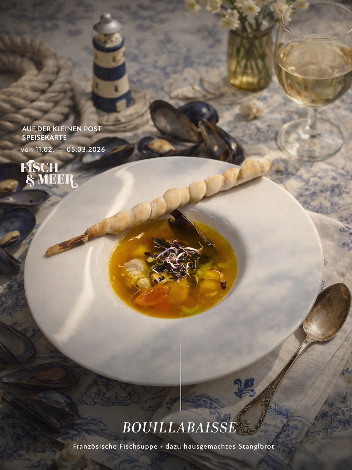 Eine Suppe wie ein Kuss der französischen Riviera. 💋🌊
Unsere Bouillabaisse bringt euch das Meer direkt an den Tisch. 🌊🍲
Eine kräftige, aromatische französische Fischsuppe, die nach Urlaub schmeckt – warm, tief, wohltuend.
Im Februar genau das Richtige: draußen kalt, drinnen Soulfood mit Sonne im Löffel. Dazu frisches, hausgemachtes Stangerlbrot. ✨🐟
Und ganz ehrlich: ein perfekter Start in einen wohlig-warmen Valentinstag. ❤️✨