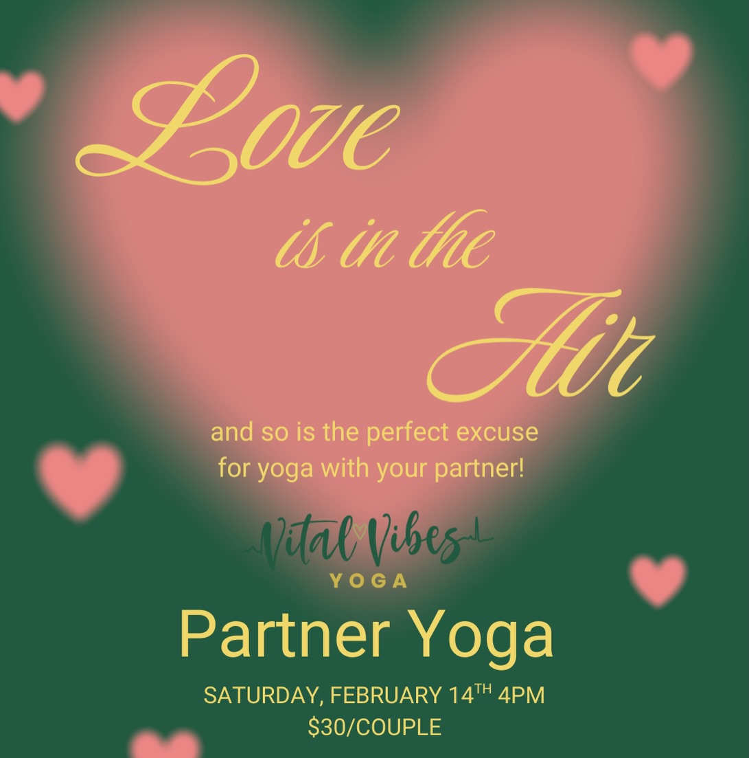 love is in the air… and so is partner yoga 💕
grab your partner, bestie, sister, situationship, or favorite human and join us for a playful afternoon of connection, movement, laughter, and maybe a little wobbling 😉
this is all about supporting each other, building trust, deepening connection, and having FUN. no advanced yoga skills required - just a willingness to move, breathe, and share the experience.
🗓 saturday, february 14th at 4pm
💫 $30 per couple
come stretch together. balance together. grow together.
tag your partner below 👇💛
#vitalvibesyoga #partneryoga #valentinesvibes #connectionthroughmovement #yogadate moveconnectgrow communitylove
want a slightly more sensual vibe or keep it playful like this?
