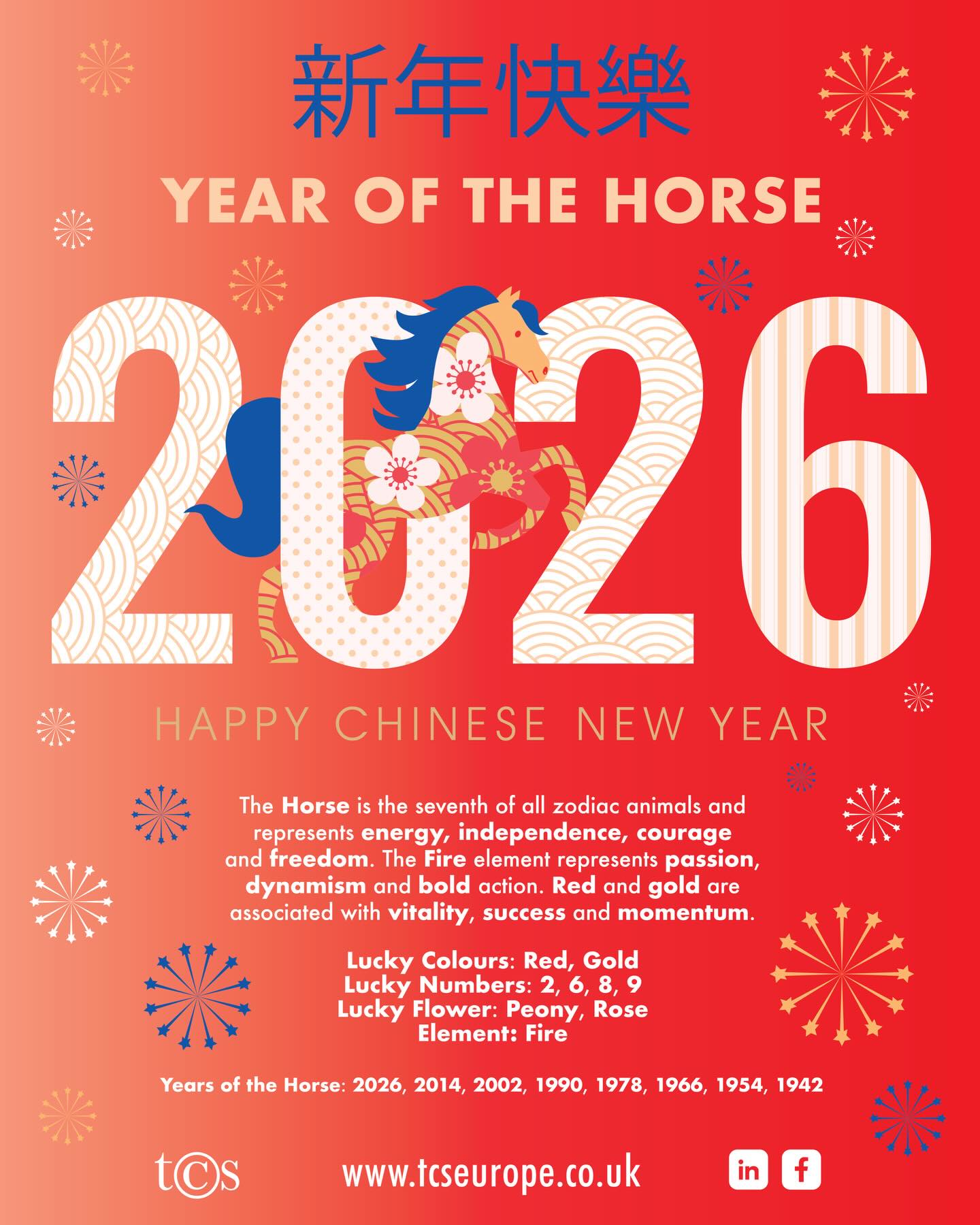 🧧 Happy Chinese New Year from all at TCS! 🧧
Wishing you good luck and prosperity in the Year of the Horse. 🐎