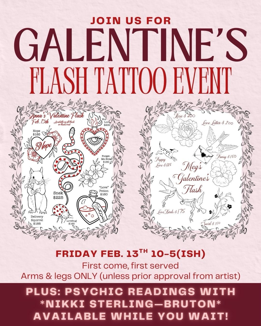 THREE (free) events coming!!
1st Galentines Flash Event with psychic readings by @nikkis505psychicmedium
2nd Coven Craft Vision Boards
3rd Junk Journal Night
#abq #tattooflash #junkjournal #visionboardparty #buildingcommunity