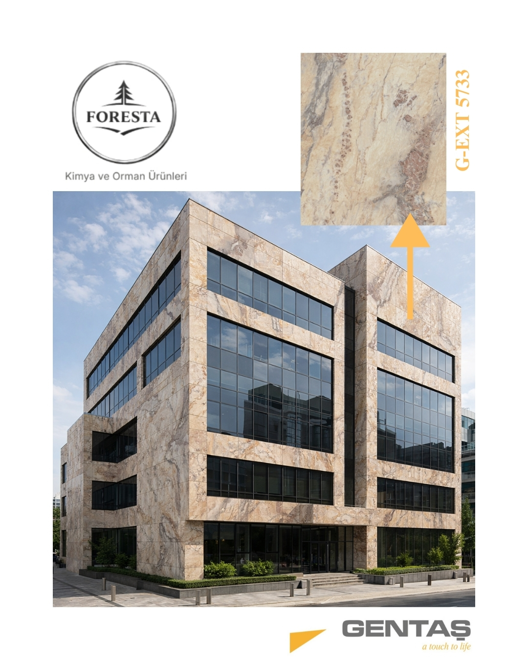 🏢 Dış Cephede Güçlü Bir İmza: Kompakt Laminat
Modern mimaride estetik kadar dayanım da önemlidir.
Dış cephede kullanılan kompakt laminat, UV dayanımı, nem direnci ve uzun ömürlü yapısıyla projelere hem prestij hem güven katar.
Projelerinizde fark yaratmak için doğru malzeme, doğru çözüm.
Foresta Kimya ve Orman Ürünleri olarak Gentaş Kompakt Laminat çözümleri ile yan