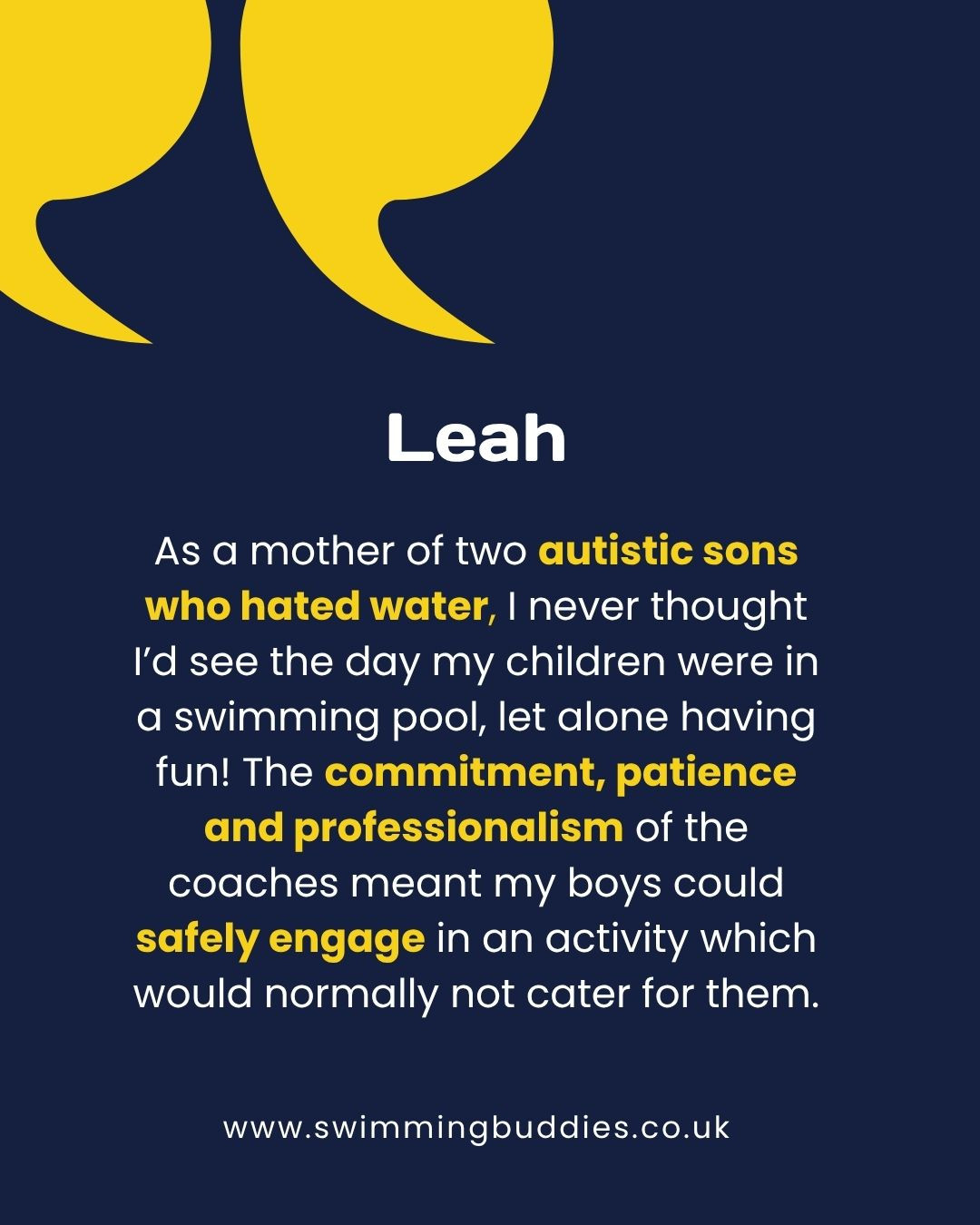 Sharing the love 💕 Don't just take our word for it that we're the best...Thanks Leah!!
#WaterSafety #AutismSwim #Inclusion #Diversity
#WaterTherapy #SwimSafe #SwimFun #WaterConfidence
#AutismSwim #Neurodiverse #Inclusion #SwimmingNI #SwimForAll #InclusiveSwimming #Autism #Belfast #Lisburn