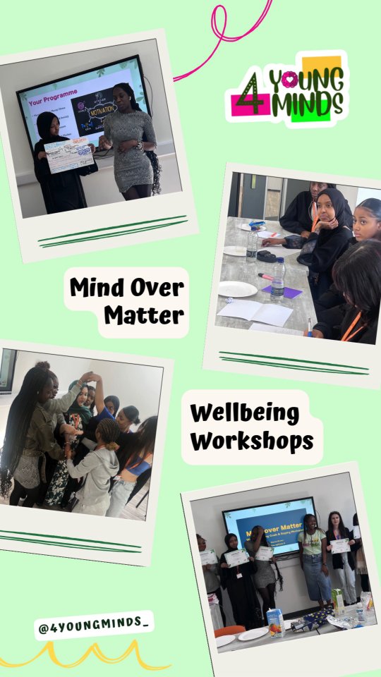 At 4YoungMinds, we deliver our Mind Over Matter co-designed mental wellbeing workshops that centre what truly matters to young people.
Every school, community and educational setting is different — so we don’t do one-size-fits-all.
We work with you and the young people in your care to design sessions around their real experiences, challenges and goals.
Topics can include:
• Anxiety and emotional wellbeing
• Building resilience
• Confidence and self-belief
• Navigating school life
• Healthy relationships
• Safe social media use
• Grades and exam wellbeing
Because when young people feel heard, they engage.
And when they engage, they grow.
Our workshops are fun, practical, reflective and empowering.
Ready to create something meaningful for your students or community?
📩 DM us to explore how we can work together.
#mentalhealthworkshops #mentalwellbeingworkshops #mindovermatter #4youngminds #mentalhealtheducation