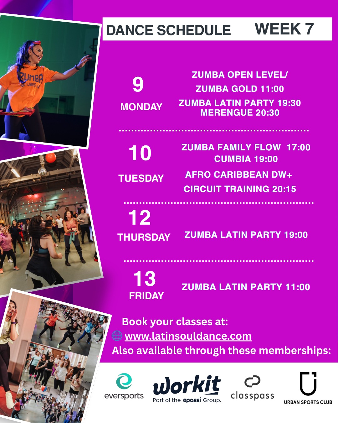 ✨ Weekly Dance Schedule – Let’s Move Together! ✨
This week at Latin Soul Dance, we’re dancing with joy, rhythm, and connection 💃🏽🕺🏽
From high-energy Zumba to Merengue, Cumbia, Afro-Caribbean vibes and Family Flow — there’s something for everyone!
🗓 Please note:
From February 11–25, the schedule is slightly adjusted while I’m traveling.
✔ Classes continue on Monday & Friday mornings, Monday & Thursday evenings, and Saturday Outdoor sessions.
⚠️ Important:
Please book your classes in advance 🙏
We need a minimum number of participants to keep each class running. Your booking truly helps support the studio, the instructors, and our beautiful community.
💛 Thank you for dancing with us, supporting us, and being part of the Latin Soul family.
👉 Book now: www.latinsouldance.com
💬 Comment with the class you’re joining this week!
#LatinSoulDance #DanceInTheHague #ZumbaTheHague #MerengueLove #CumbiaVibes
#AfroCaribbeanDance #FamilyDance #DanceCommunity #MoveWithJoy #DanceWithoutFear