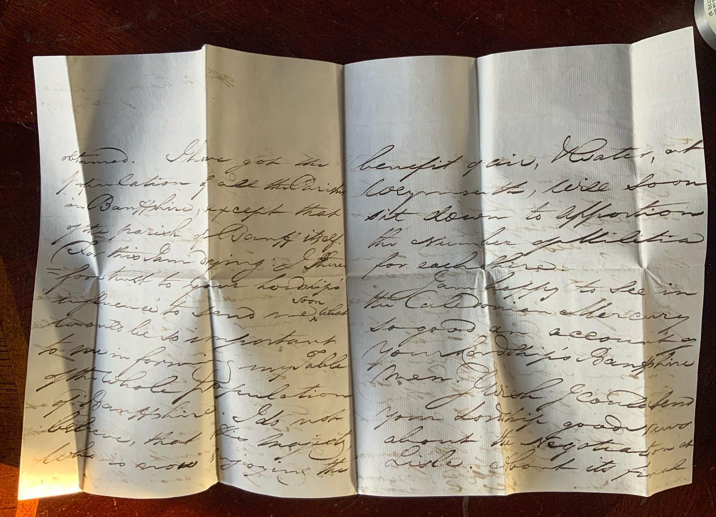 Complete 1797 Letter from George Chalmers in London to James Duff, 2nd Earl Fife, first to Duff House and then forwarded to Mar Lodge (5)
