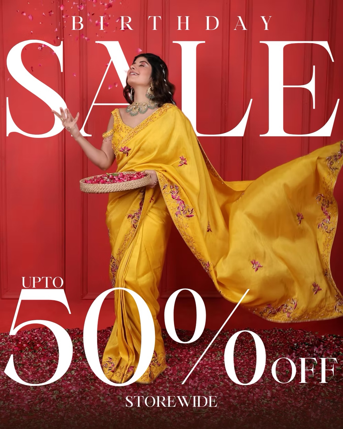 🎂 It’s Our Birthday & You’re Invited to Celebrate! 🎉
Because birthdays are better when YOU get the gifts 💝
✨ UP TO 50% OFF ✨
On storewide designer styles you’ve been eyeing ✨
From festive Indian wear to statement silhouettes—this is your moment to shop luxury for less.
Don’t think. Don’t wait. Just SHOP.
👉 Sale is live now!