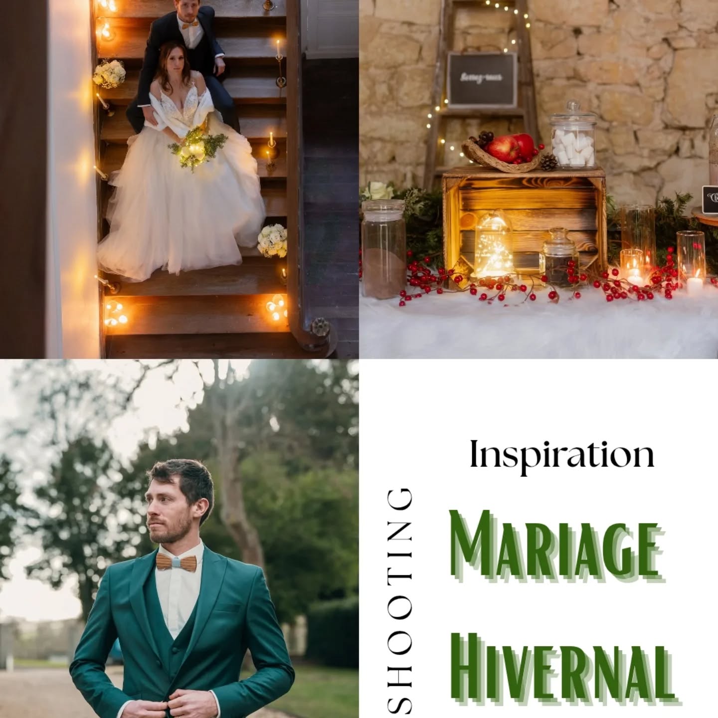 Parce qu'un mariage en hiver, ce sont des couleurs particulières, une ambiance et des fantaisies au vin d'honneur.
Crédits photo : @alexiajarry.photographe et @olivejtd
👗 @petitefolie_pf (robe et costume)
🧥 @cassotiscostumes (manteaux d'époque)
💇♀️ @chounadiia a (mise en beauté)
🏰 @ledomainedelaboutelaye elaye (lieu de réception)
🥘 @ledomainedelaboutelaye mas86 (traiteur)
🎥 @hash_productions_ s_ (vidéo)
📸 @alexiajarry.photographe ographe (photos du couple)
📷 @olivejtd jtd (photos backstage)
🌷 @poppy_fleurs y_fleurs (fleurs)
🕯 @tlfthelittlefactory tory (décorations)
💻 @dln_evenements ents et @mila_mrts (wedding planner)
🤵@pmorteau au (marié)
👰 @kimwust ust (mariée)