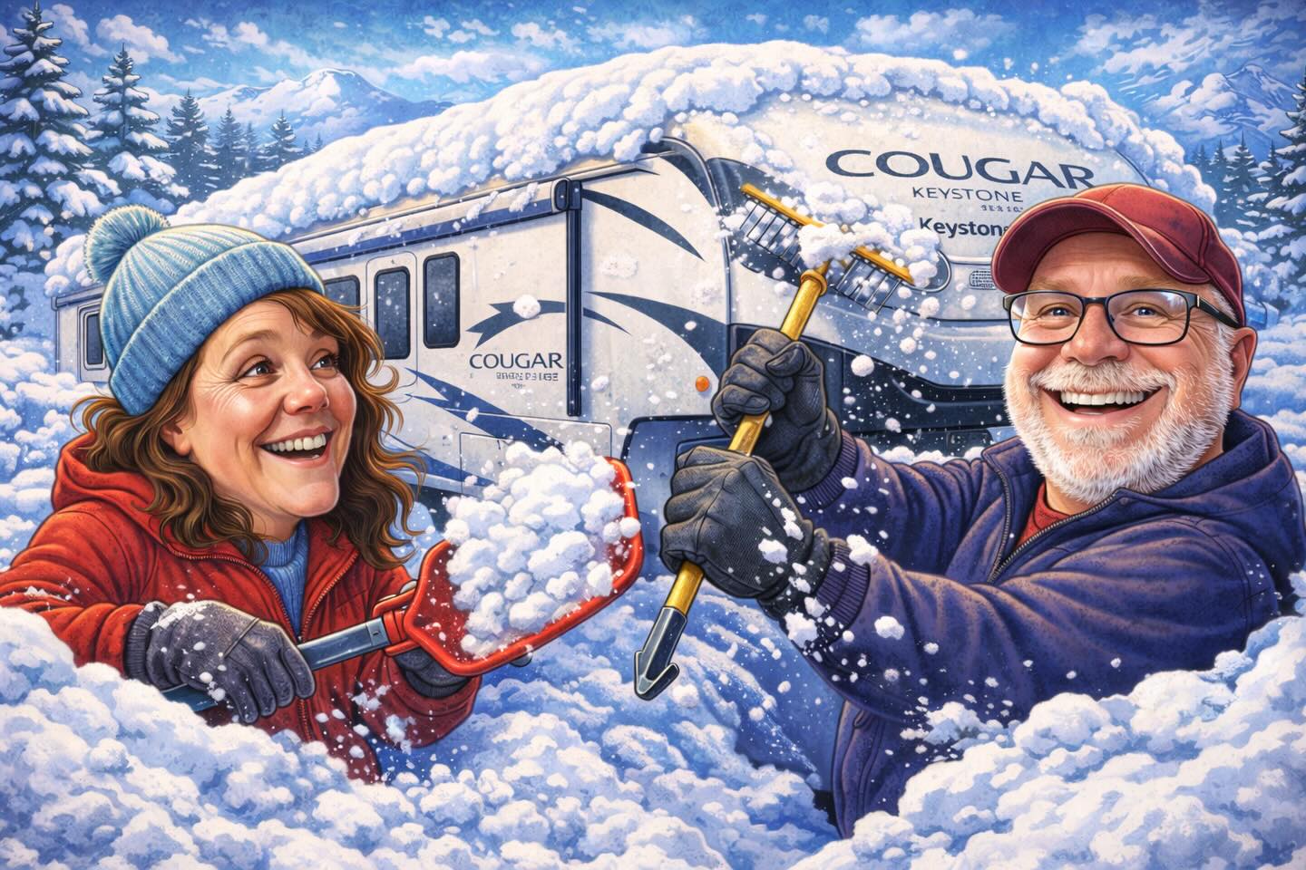 Today is supposed to be sunny and in the 40’s, so it seems like a perfect time to begin “Operation Dig Out”.
#cougar316rls #keystonecougar #winterrving #rvinthewinter #rvsnowremoval